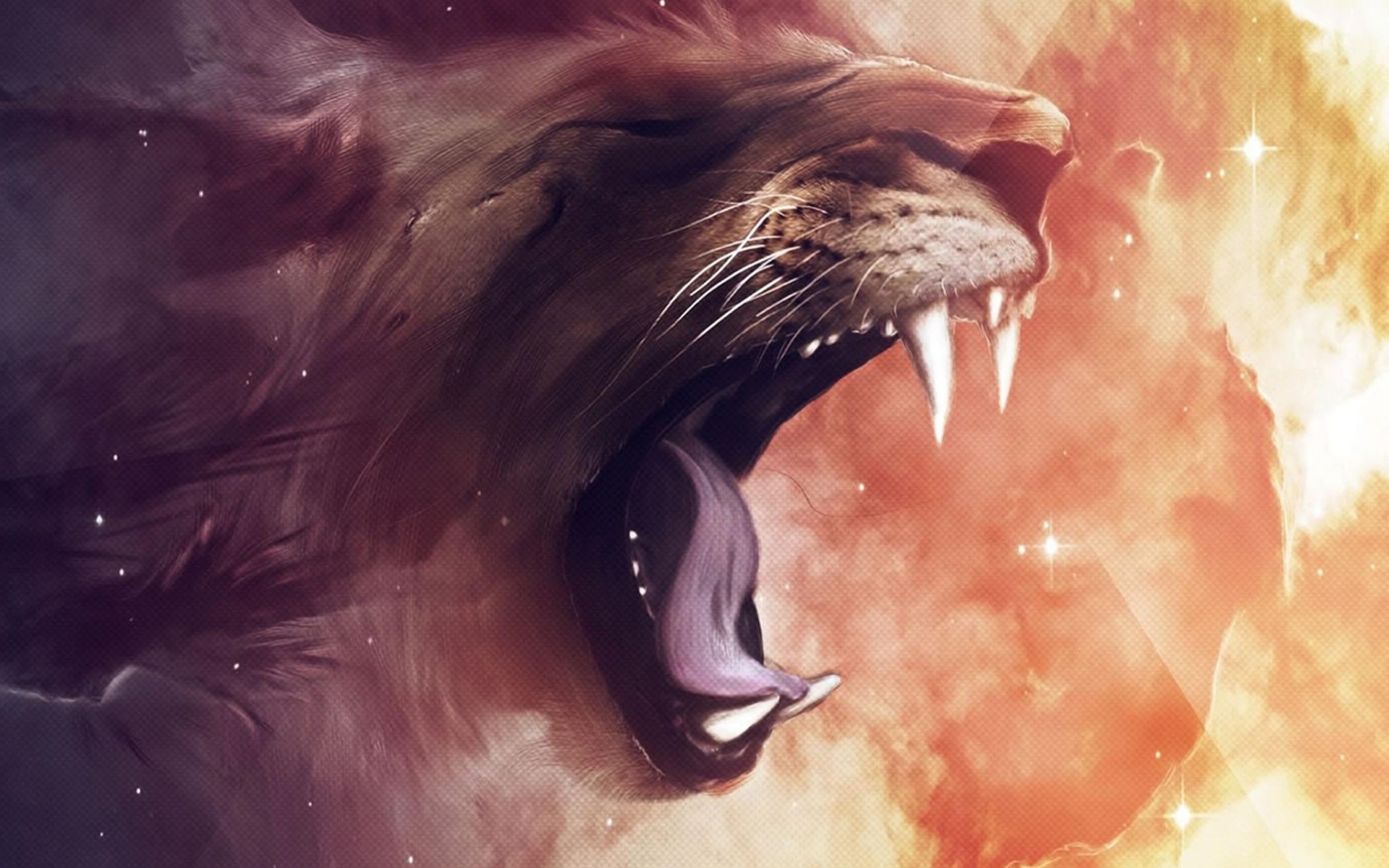 Рычащий лев обои