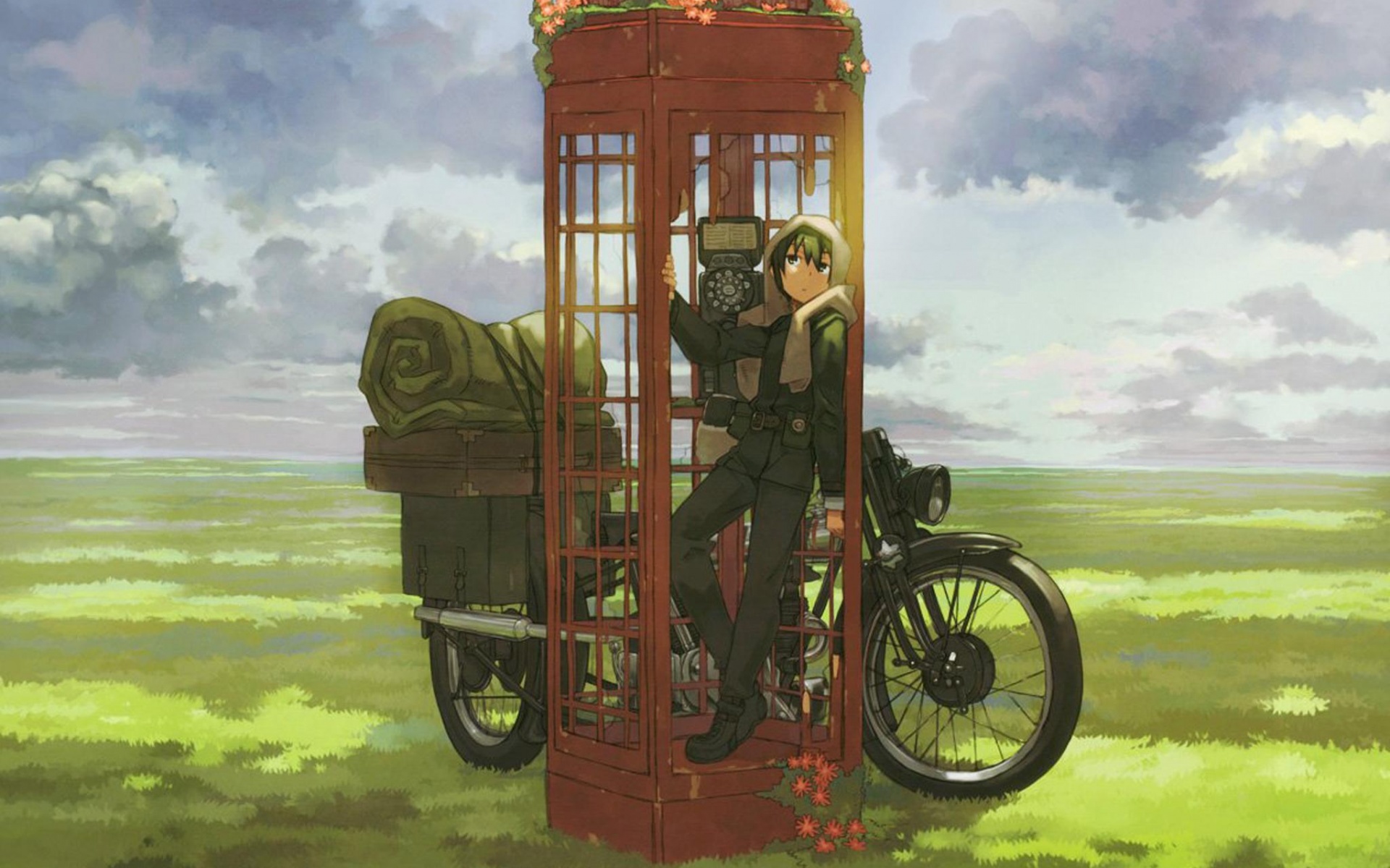 Парень в телефонной будке обои