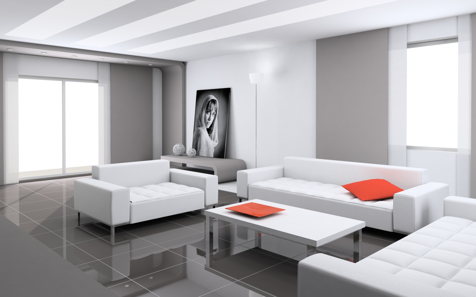 Белая гостинная обои