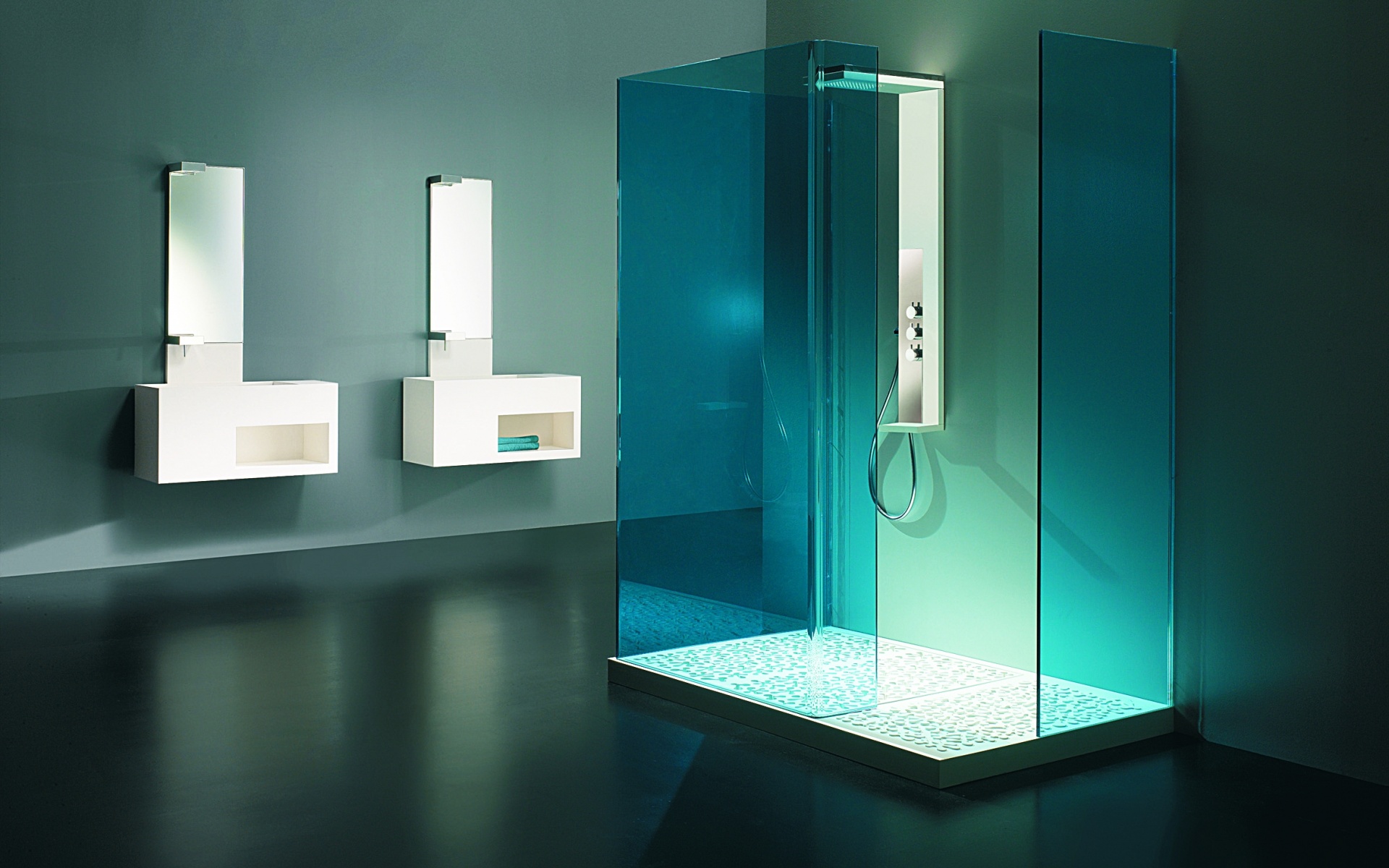 Ванная комната в стиле hi tech обои