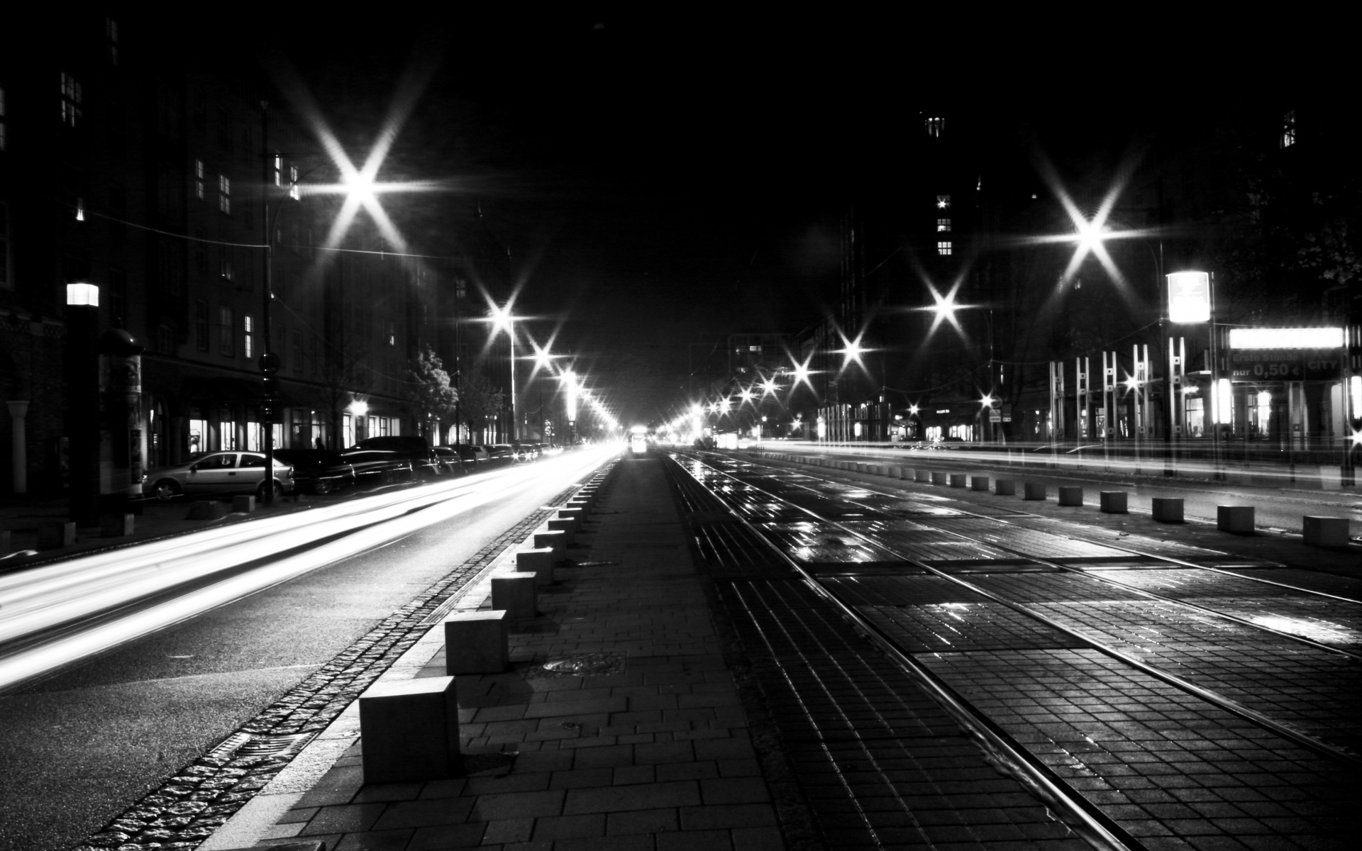 Мгновение на улице ночного города обои