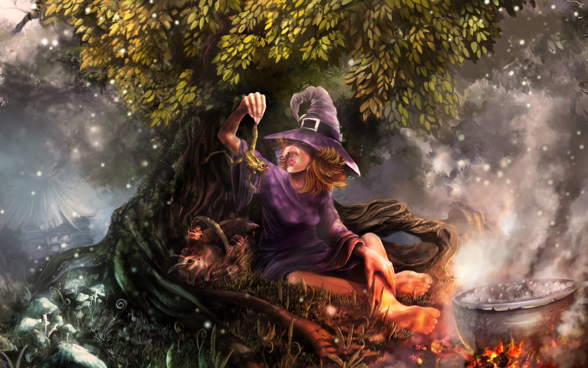 Ведьма варит зелье обои