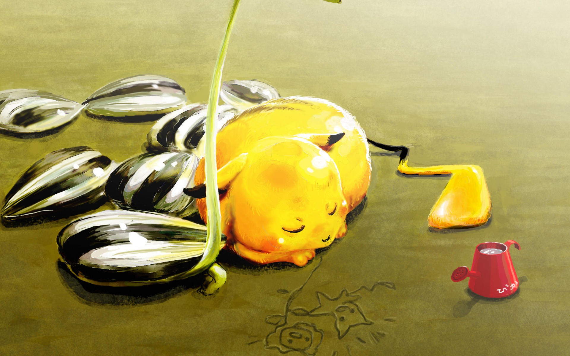 Пикачу отдыхает обои