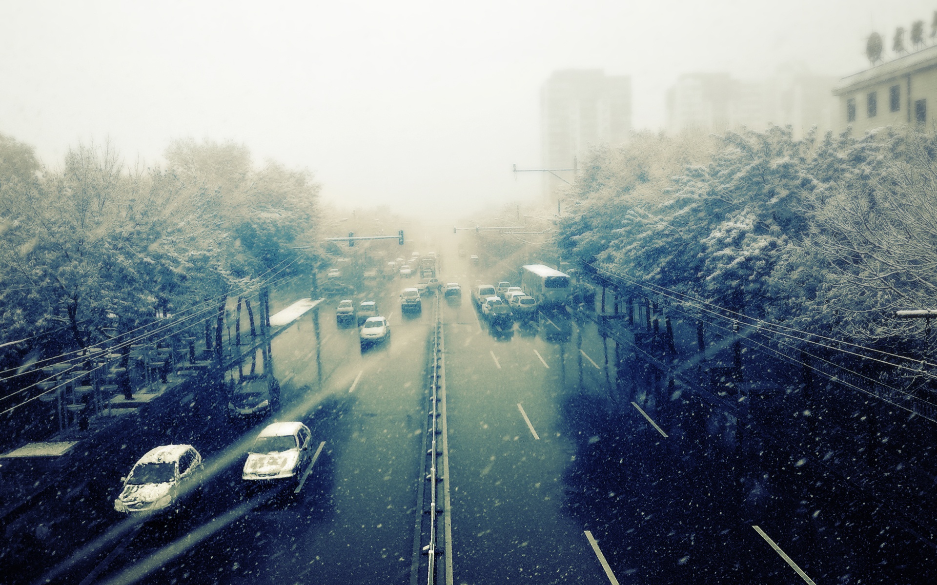 Снегопад в токио обои