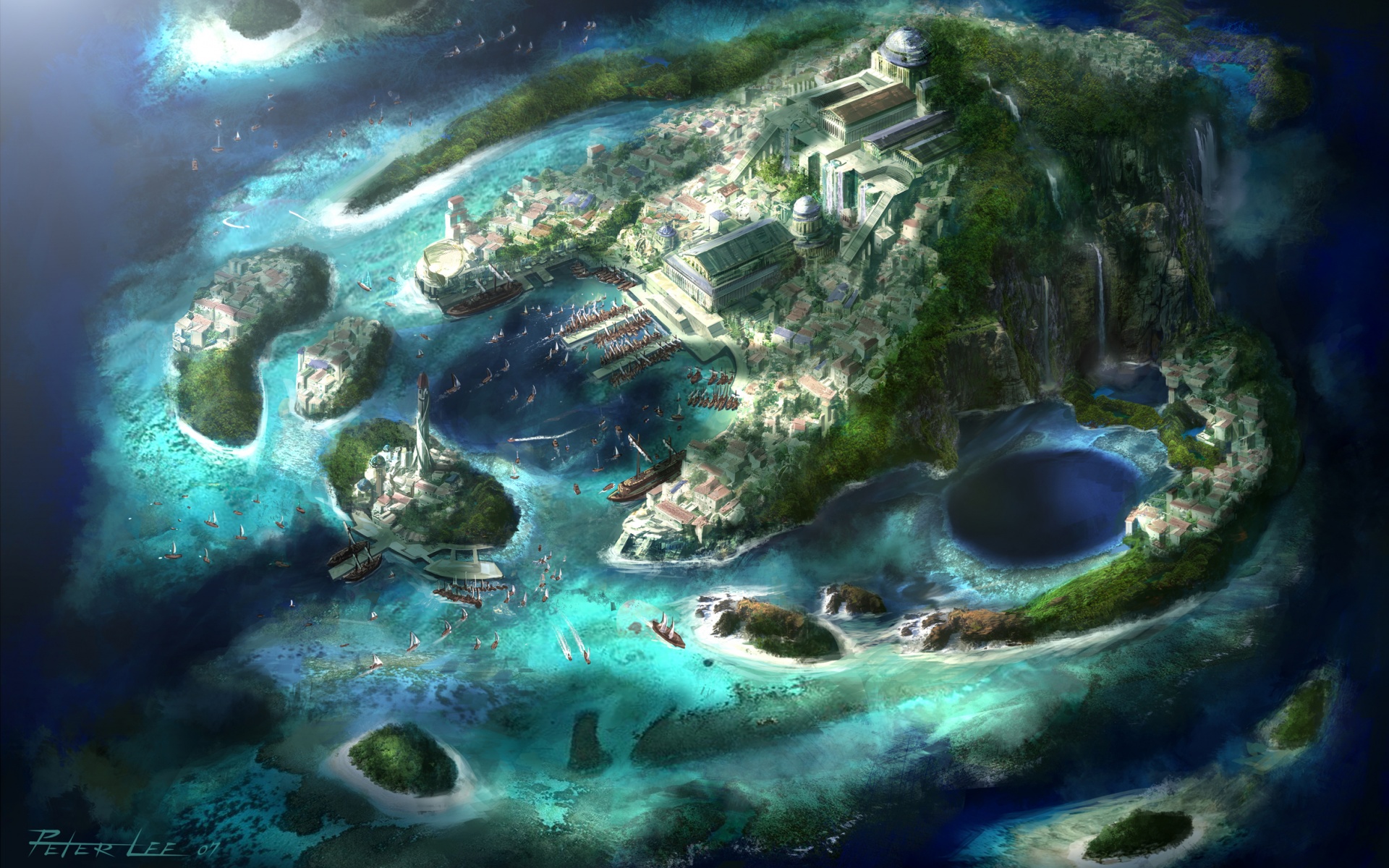 Город на острове обои