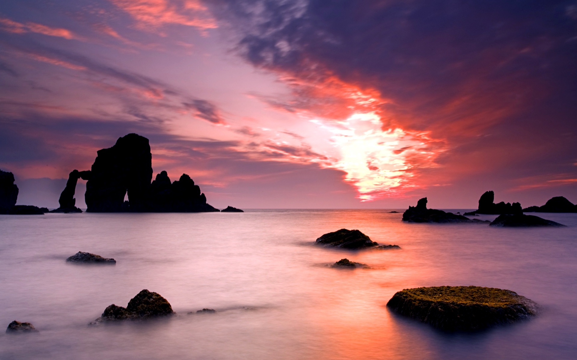 Закат на море обои