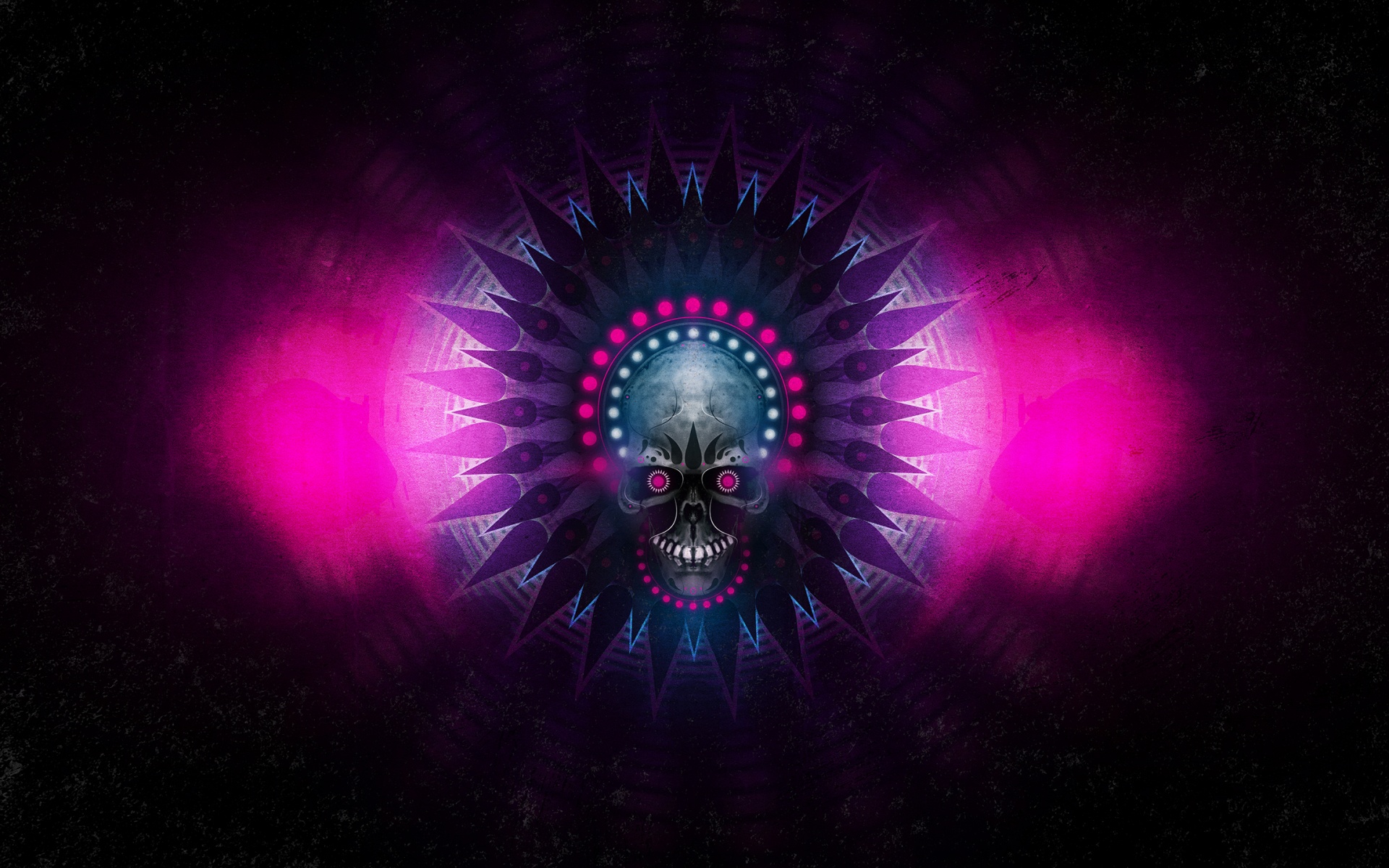 Неоновый череп обои