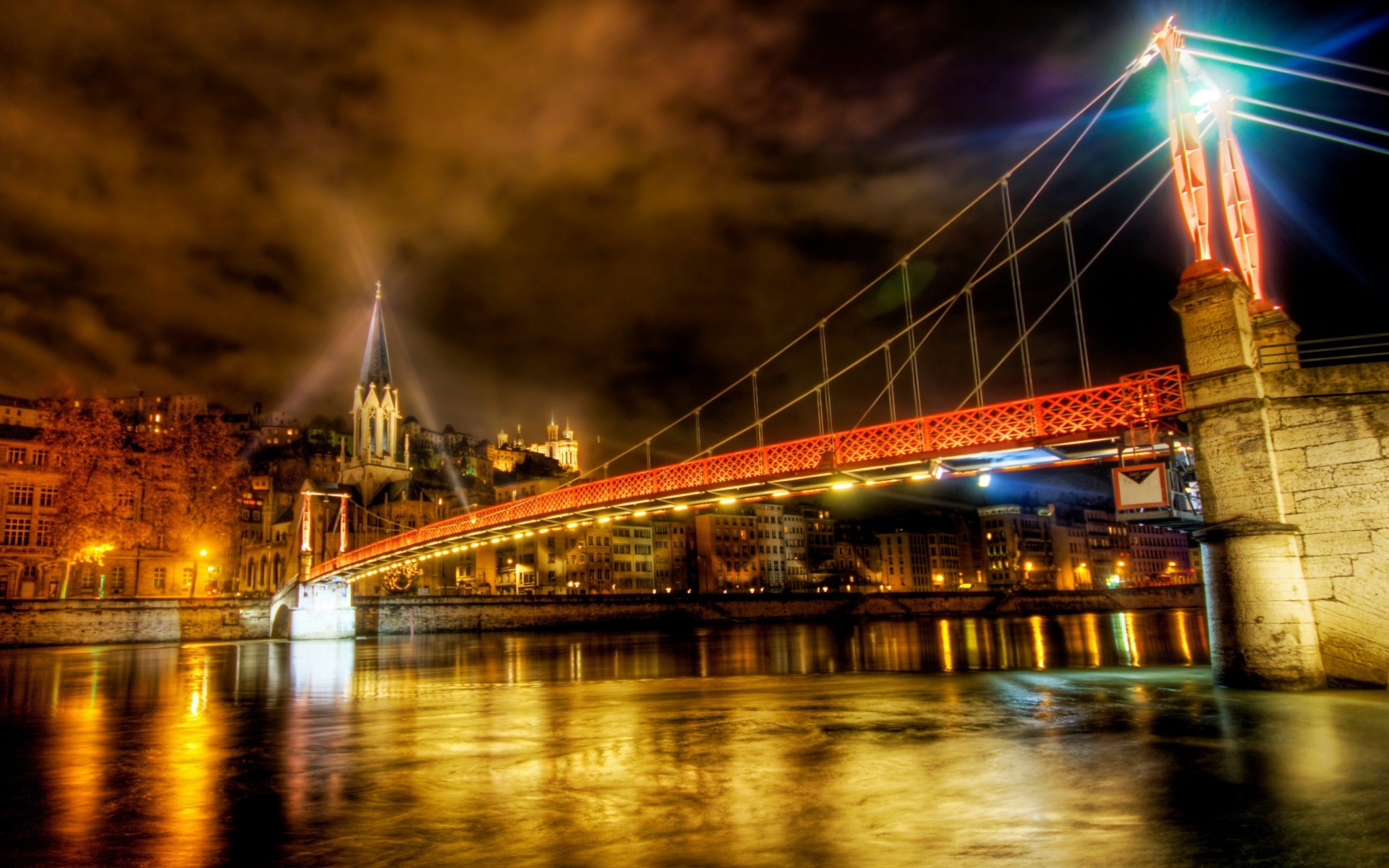 Ночная подсветка моста обои