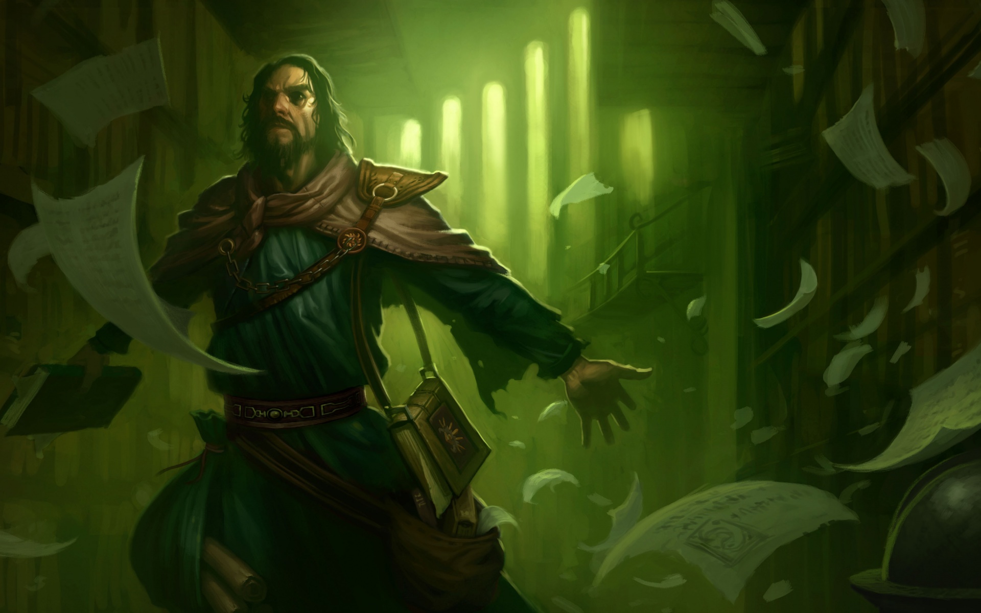 Маг в библиотеке обои