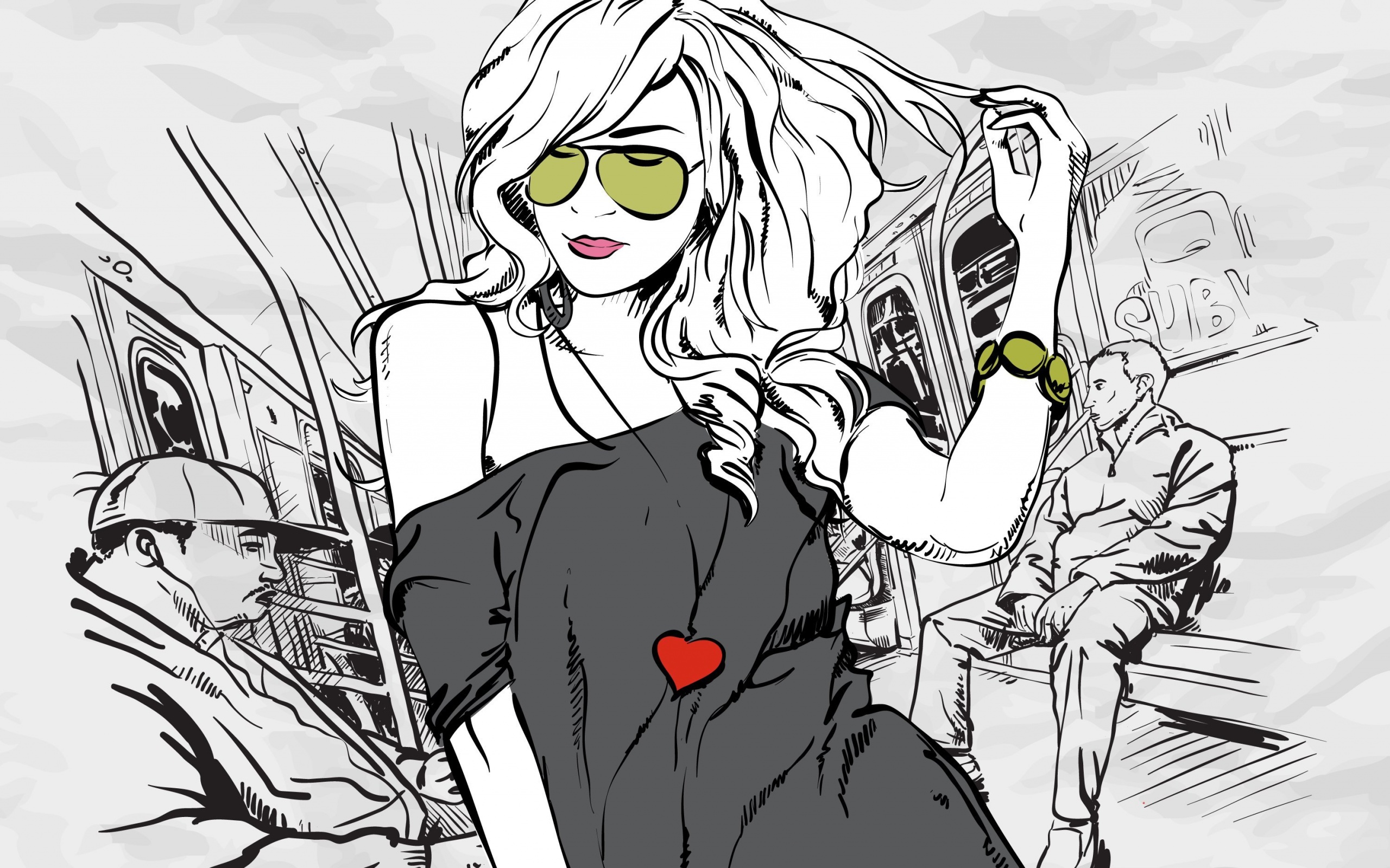 Стильная девушка в метро обои