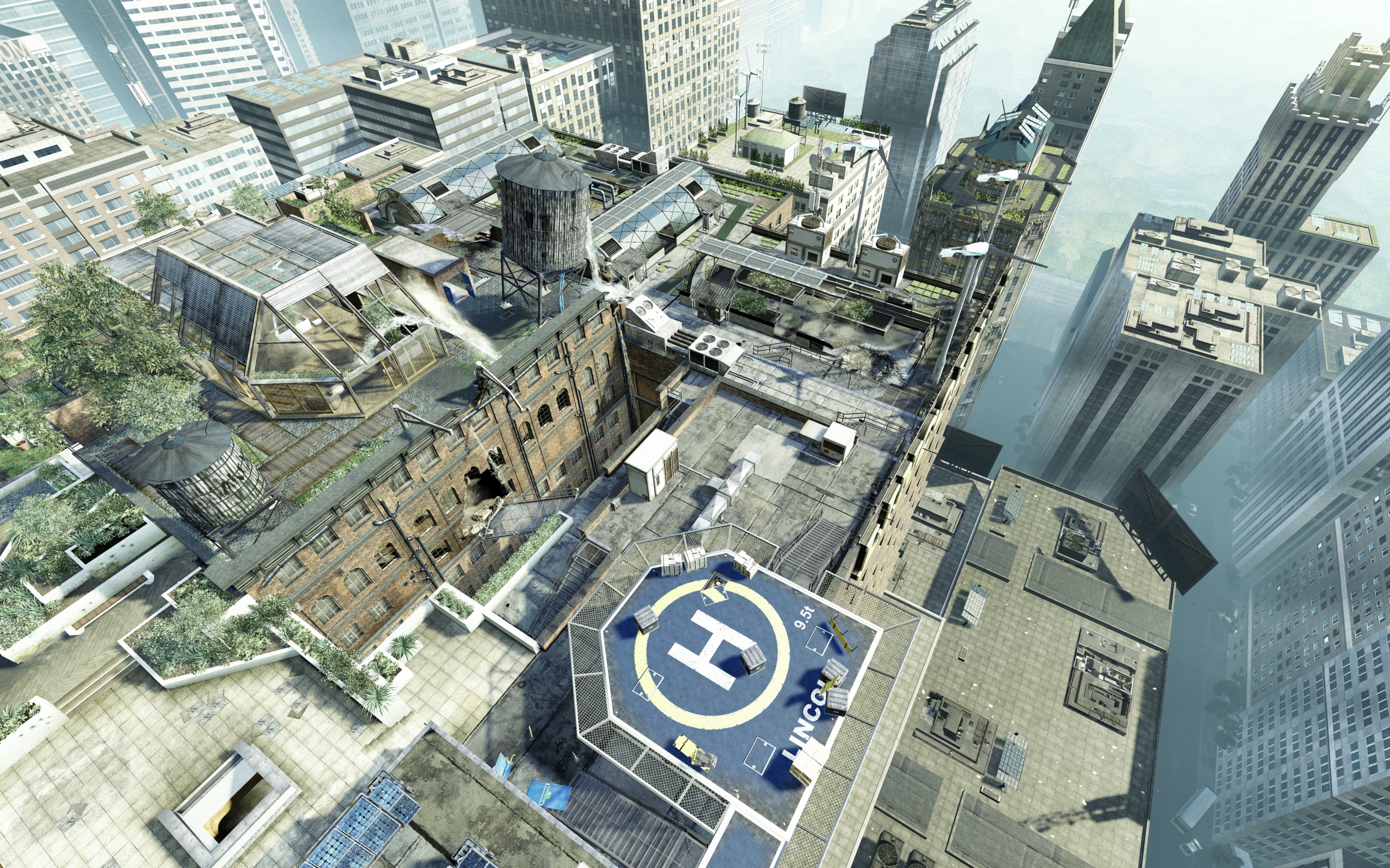 Вид сверху на карту уровня из Crysis 2 обои