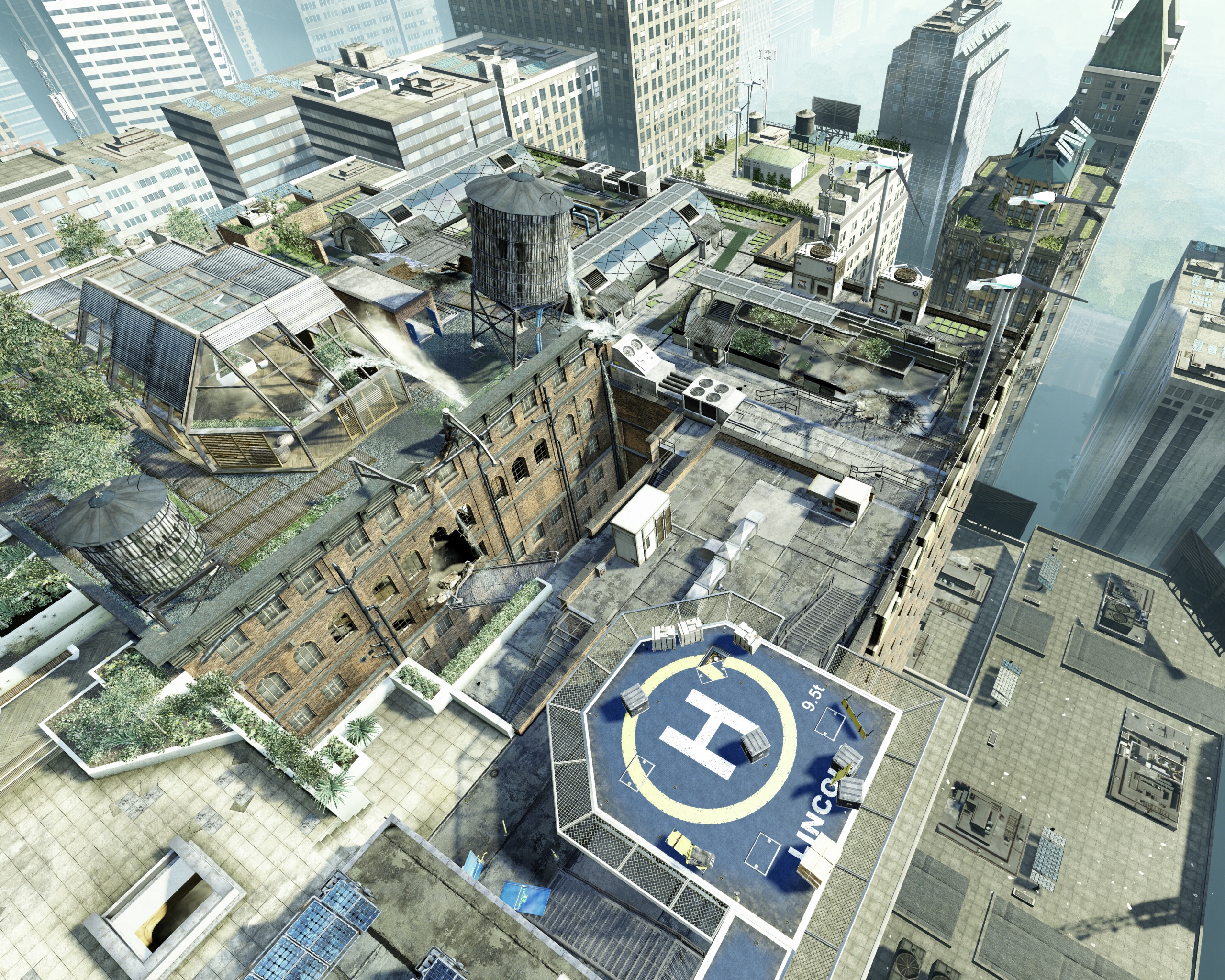 Вид сверху на карту уровня из Crysis 2 обои