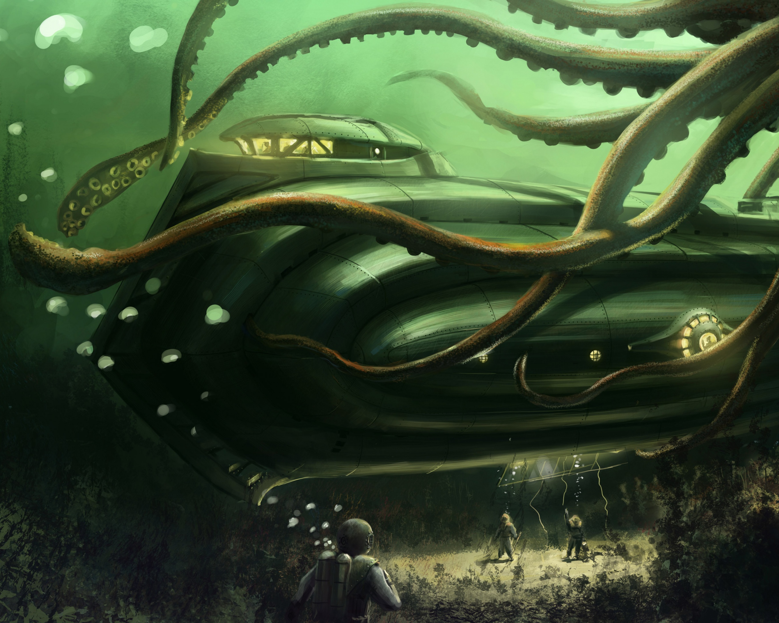 Наутилус в плену щупалец обои