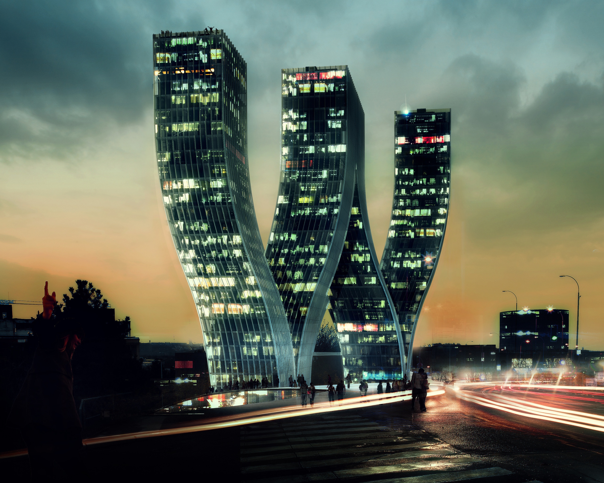 Здание в форме буквы W обои