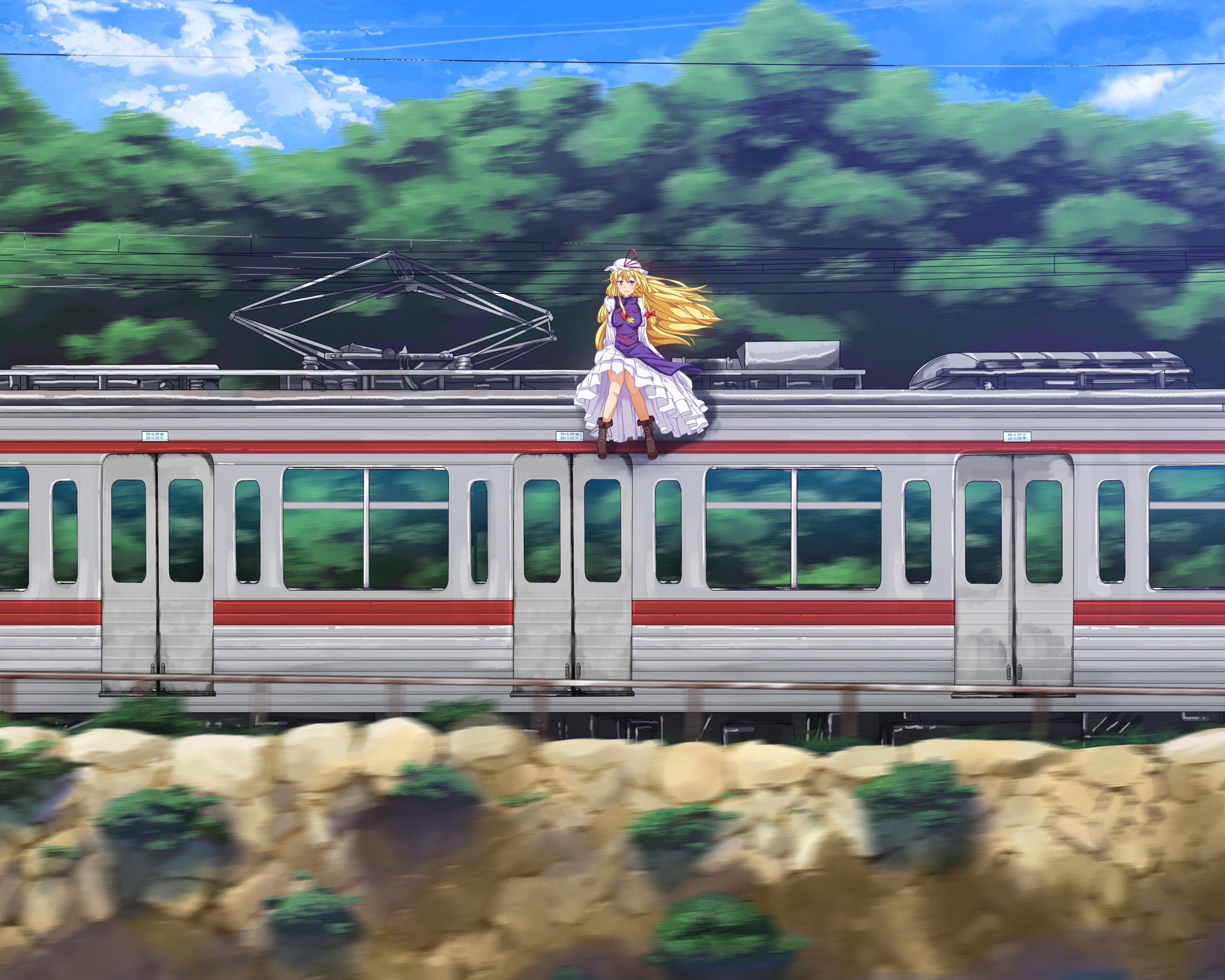 Девушка на крыше поезда обои