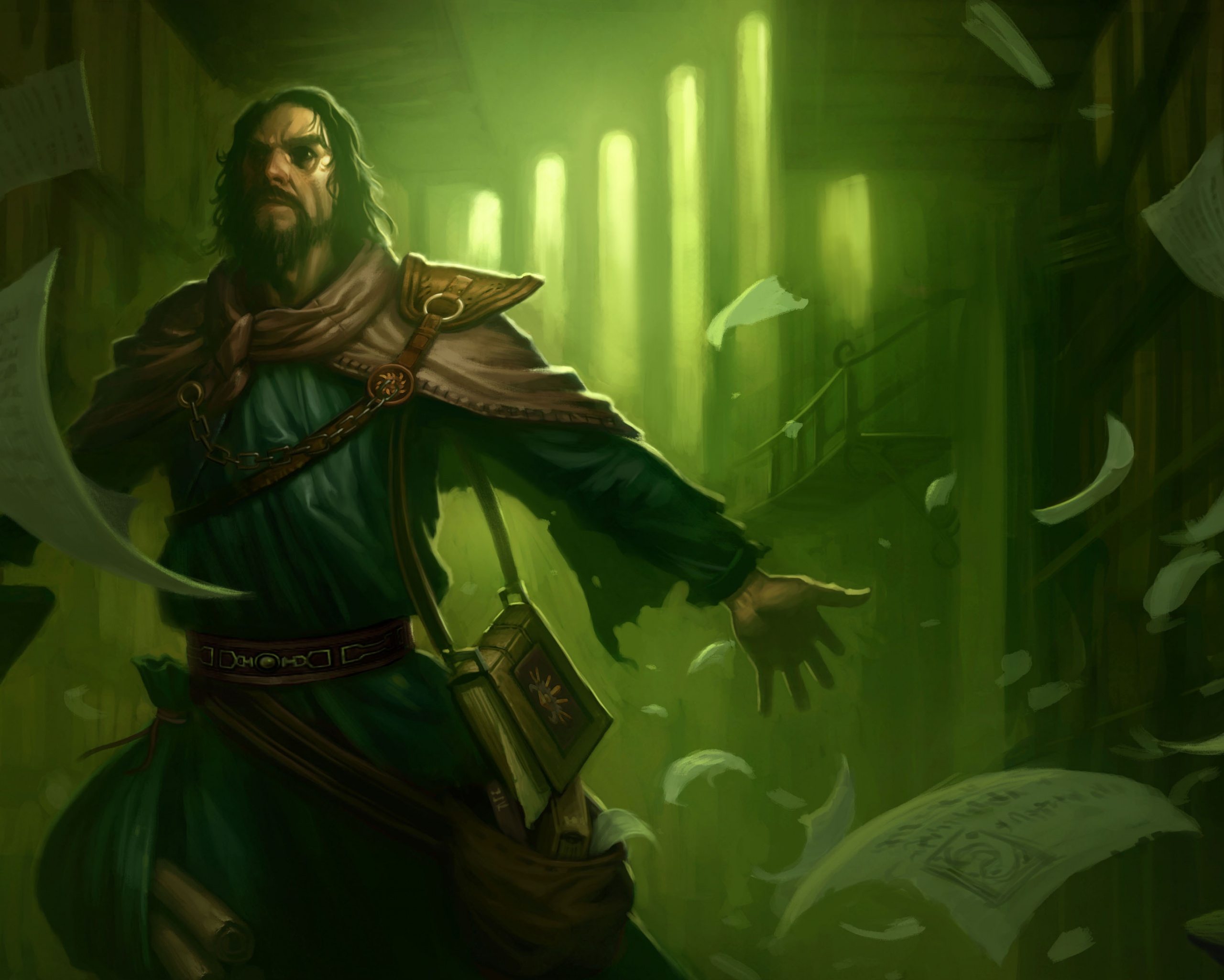 Маг в библиотеке обои