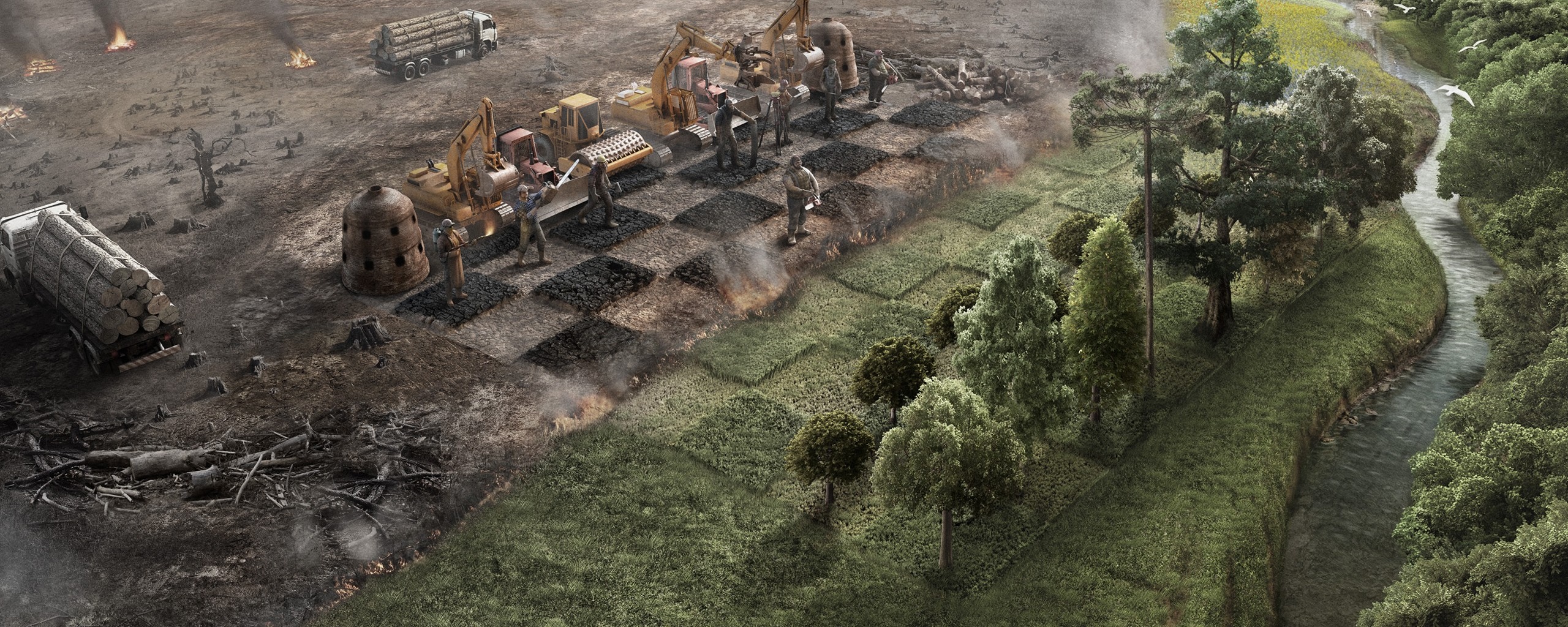 Цивилизация против природы обои