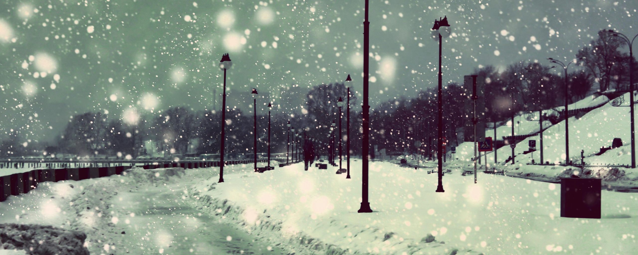 Зимняя набережная обои