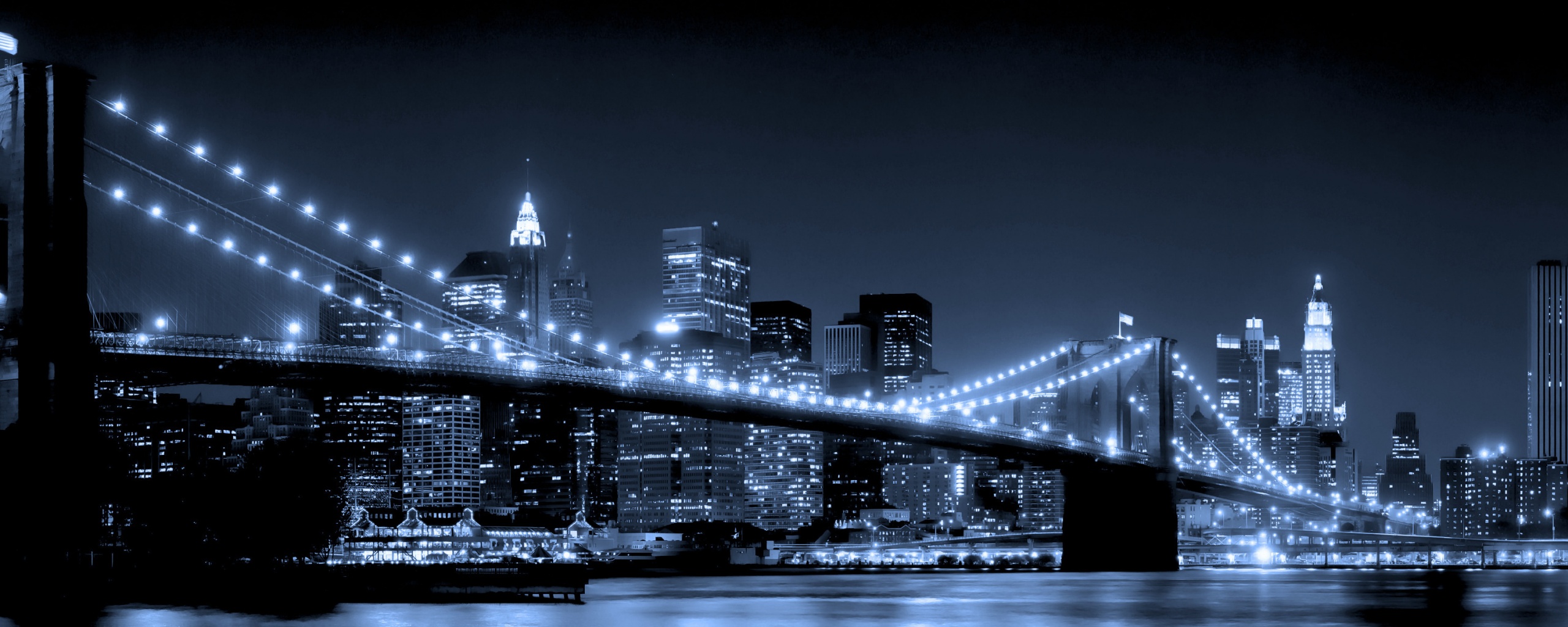 Вид на ночной Нью-Йорк обои