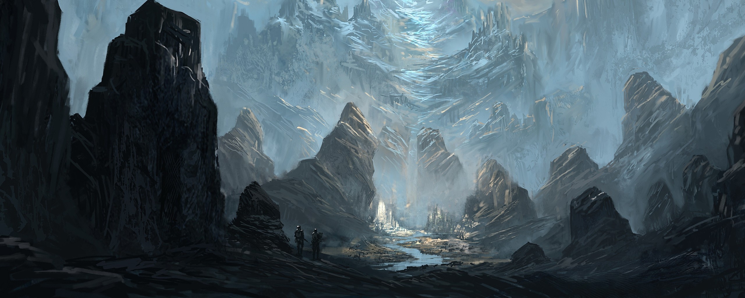 Город в горах обои