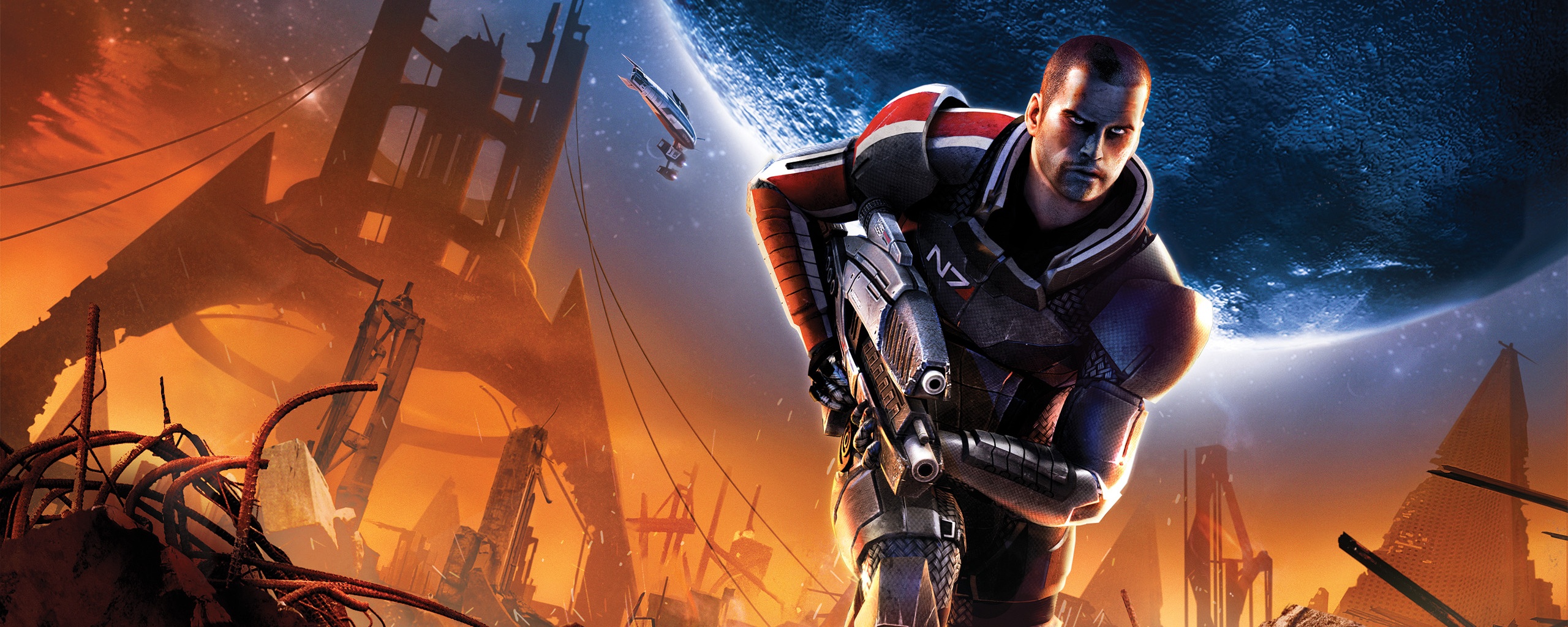 Капитан Шепард на руинах обои