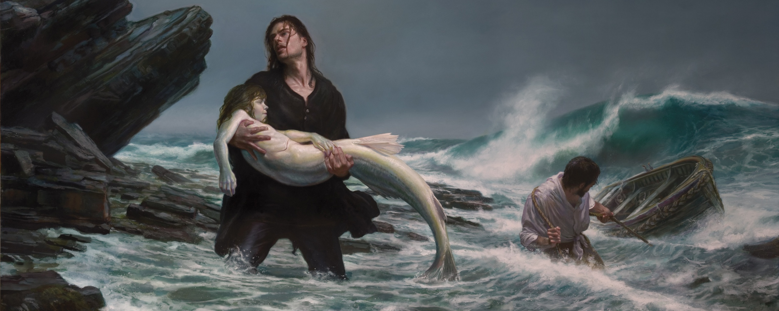 Рыбаки спасают русалку обои
