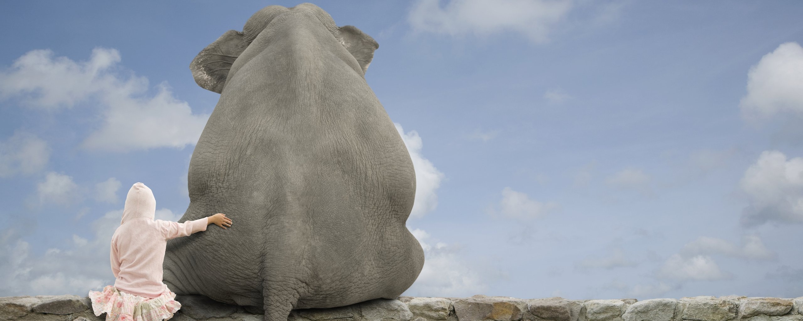 Девочка и слон обои