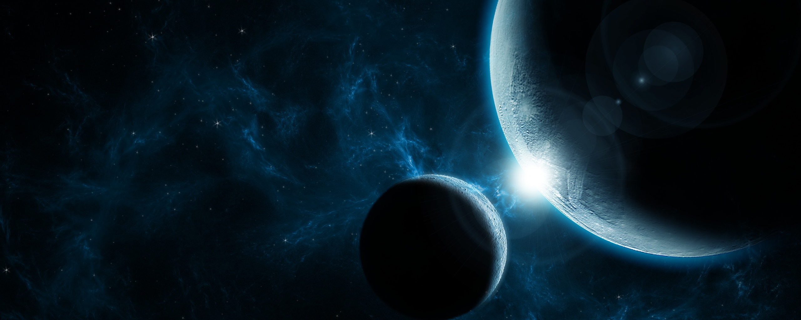 Планета и спутник обои