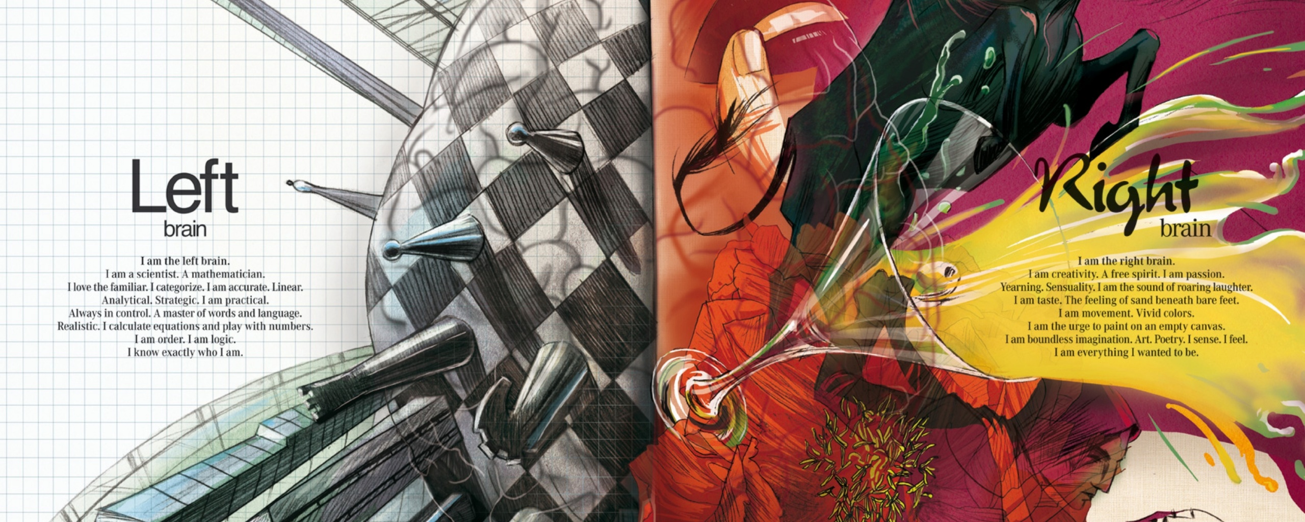 Левая и правая часть мозга обои