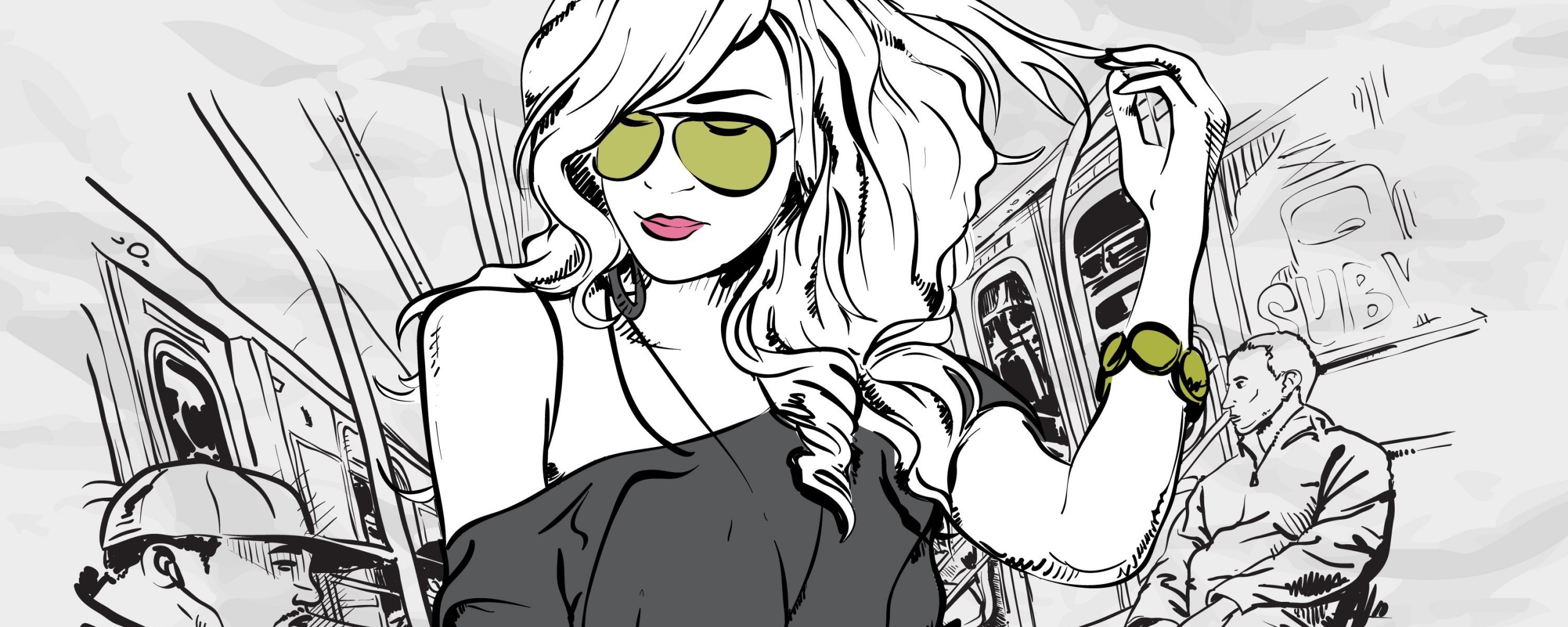 Стильная девушка в метро обои