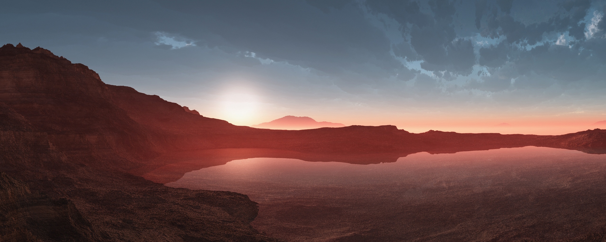 Озеро в каменистой пустыне обои