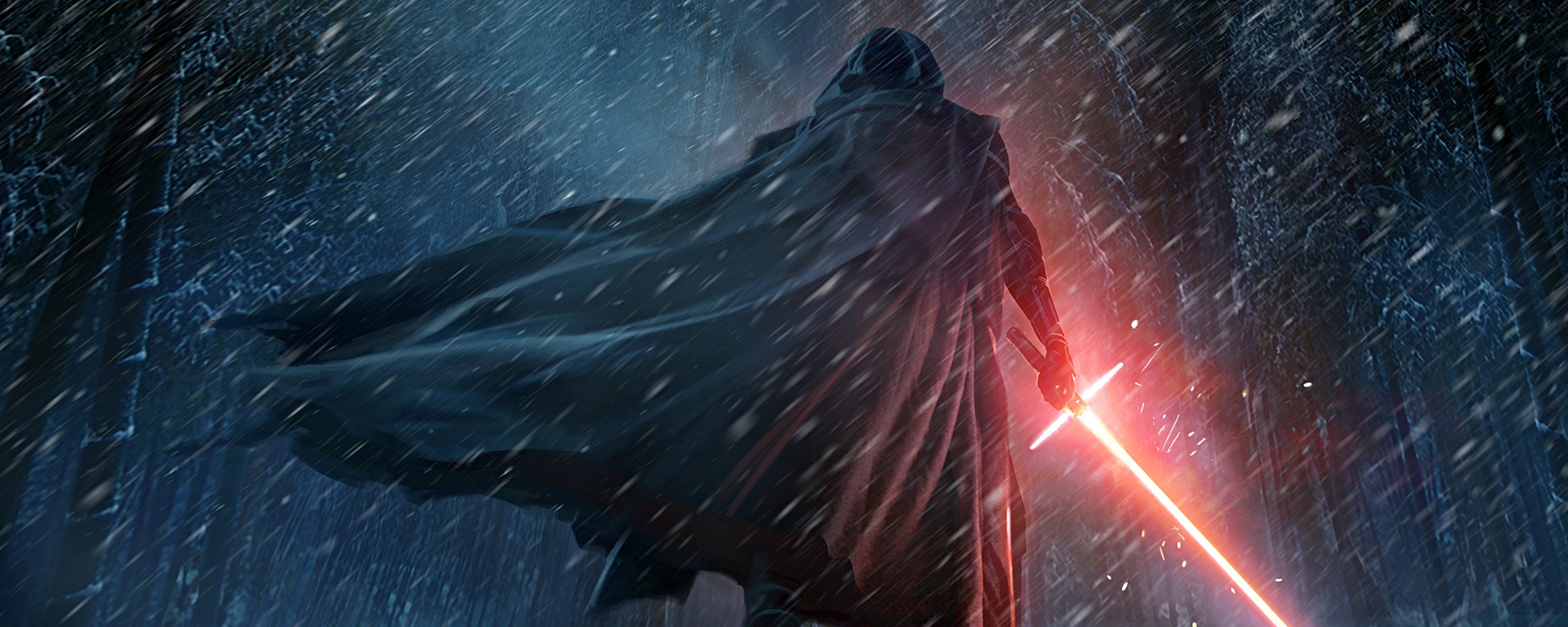 Кайло Рен в зимнем лесу обои