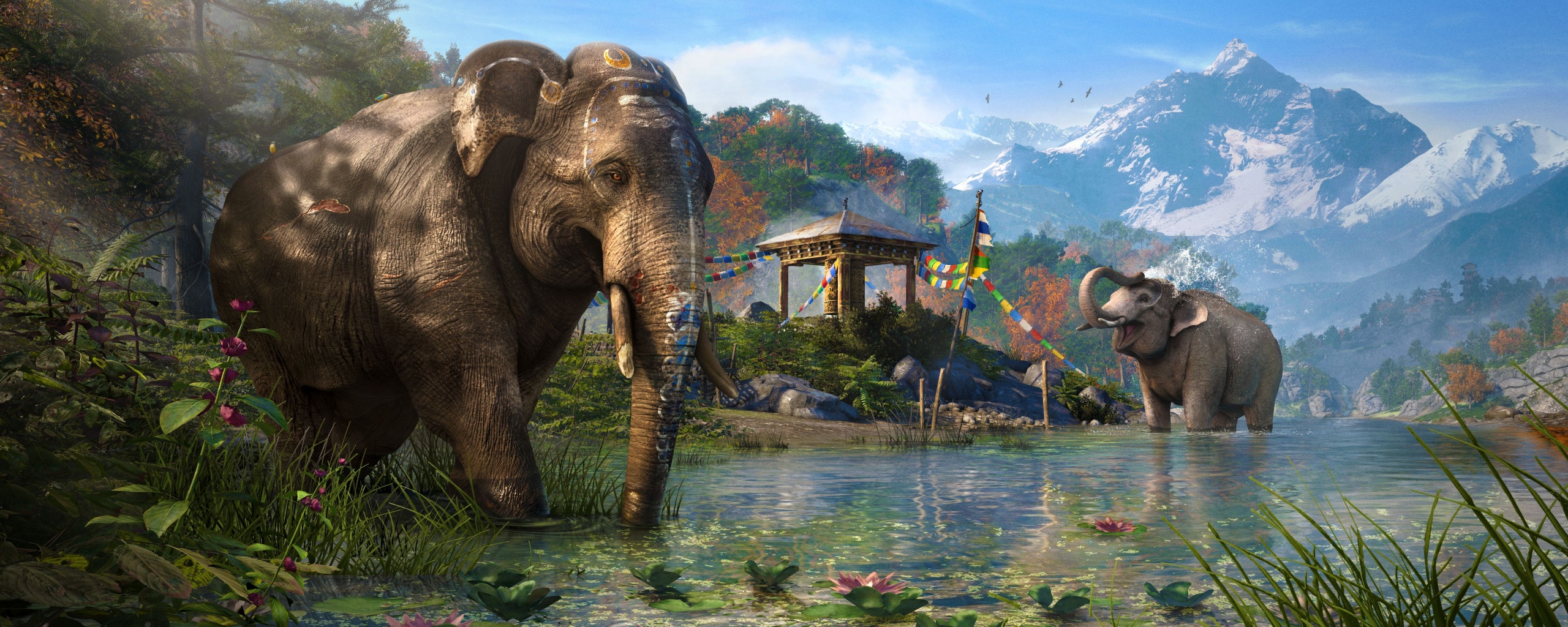 Слоники у воды обои