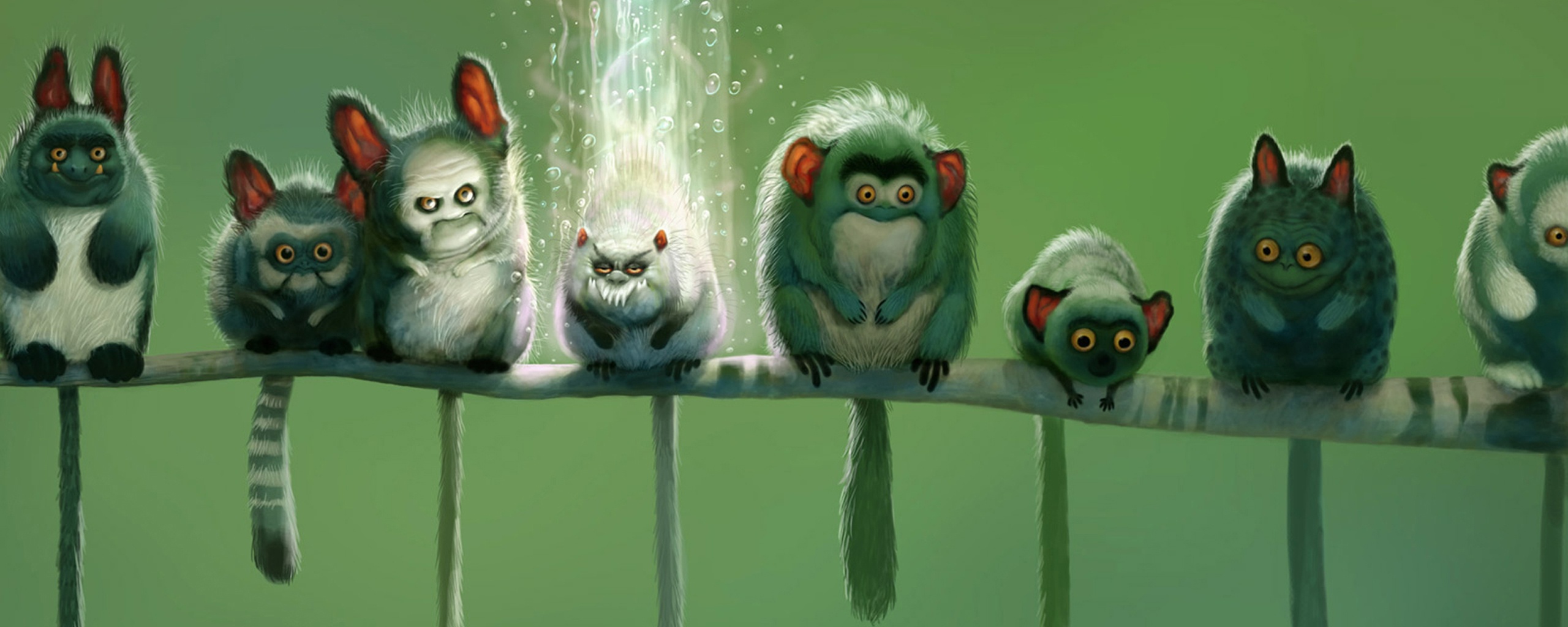 Существа на ветке обои