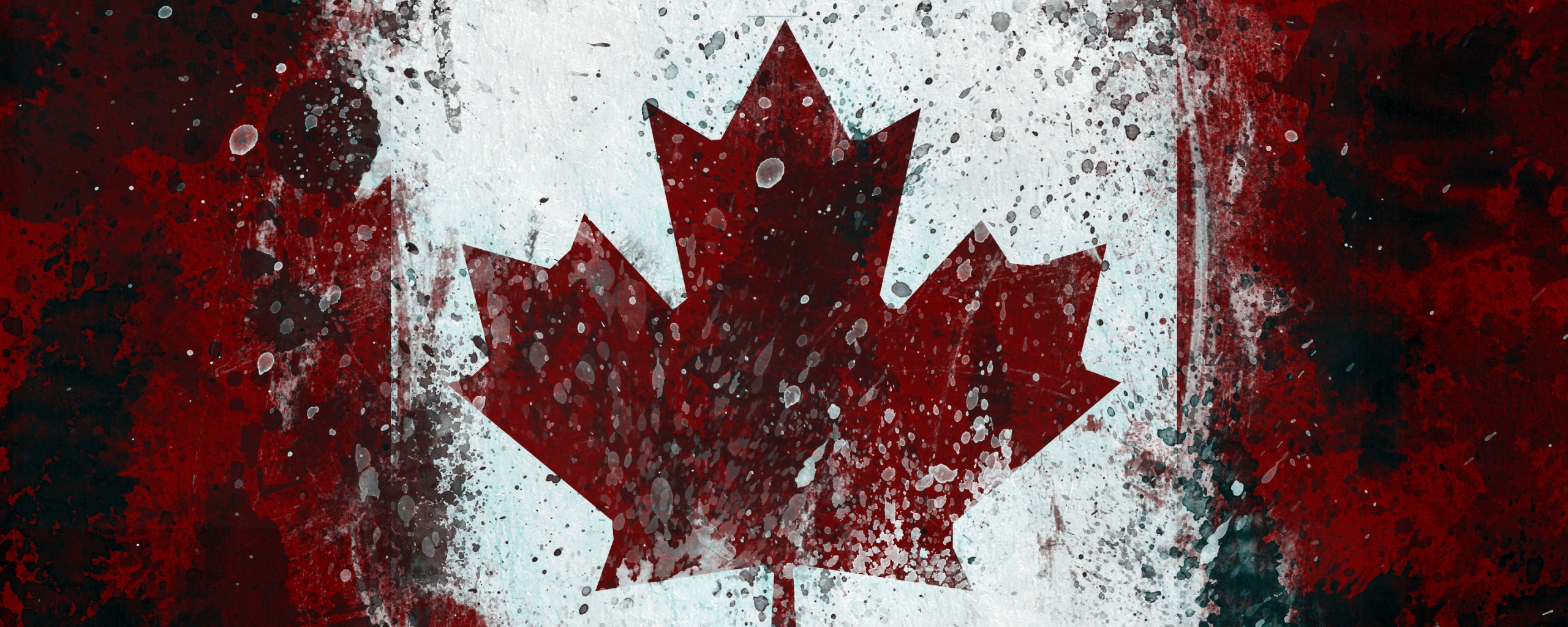 Флаг Канады нарисованный краской обои