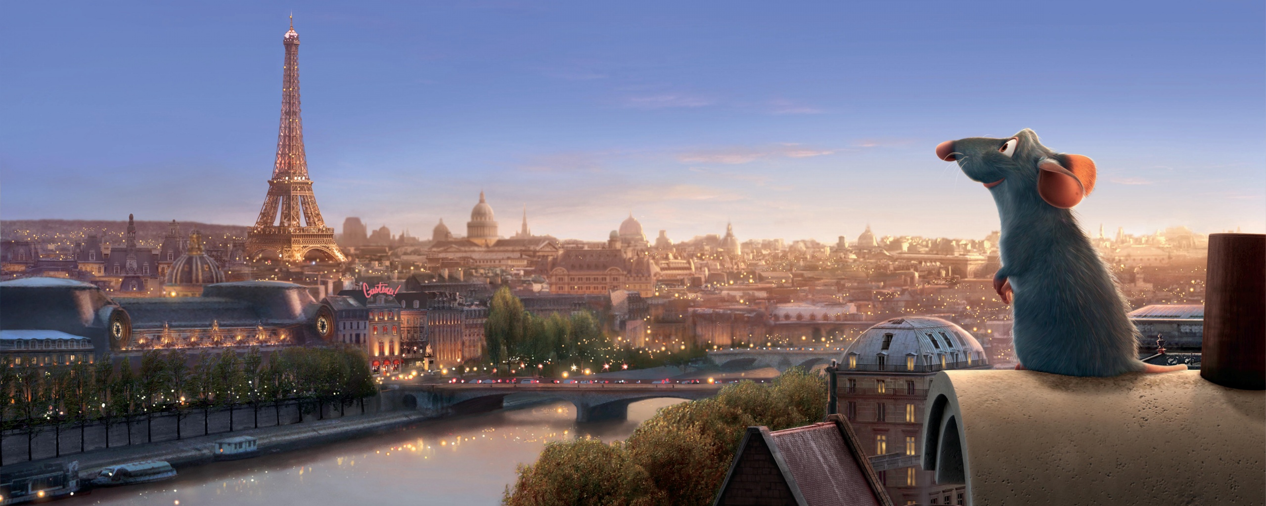 Рататуй на фоне Парижа обои