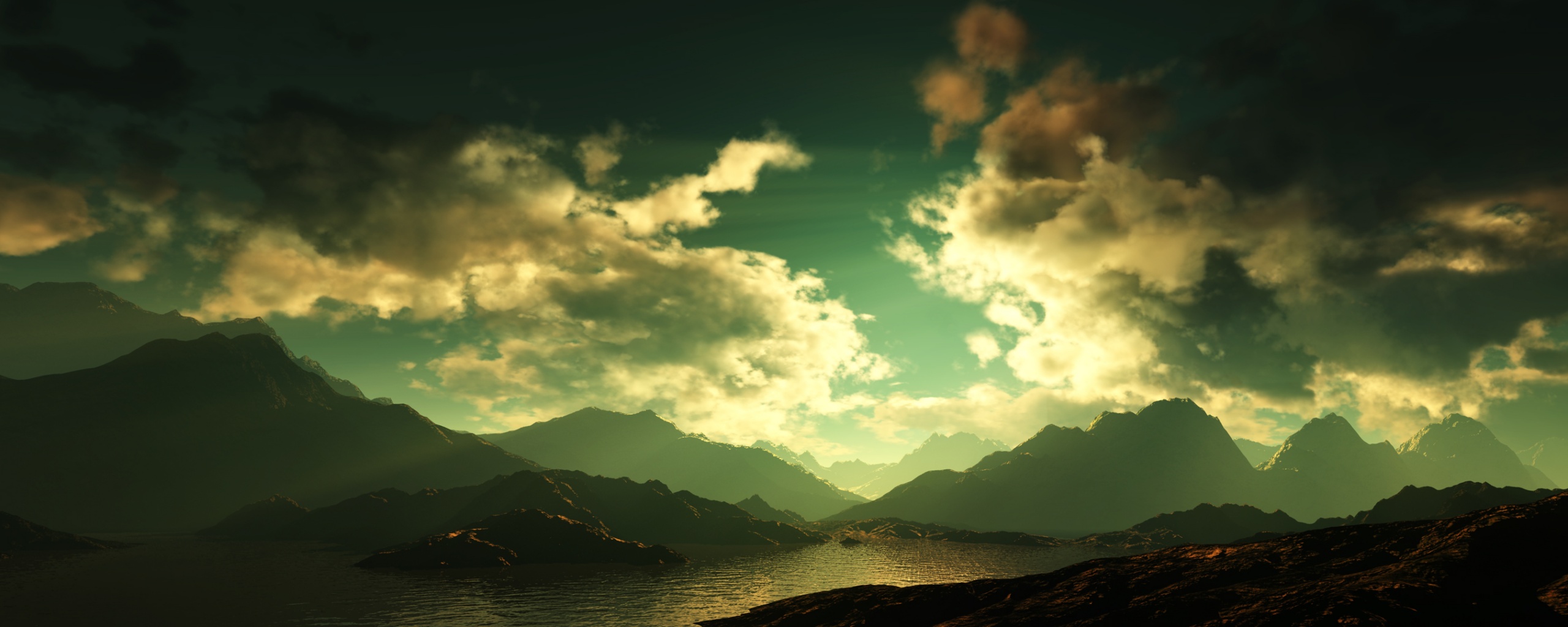 Закат в горах обои