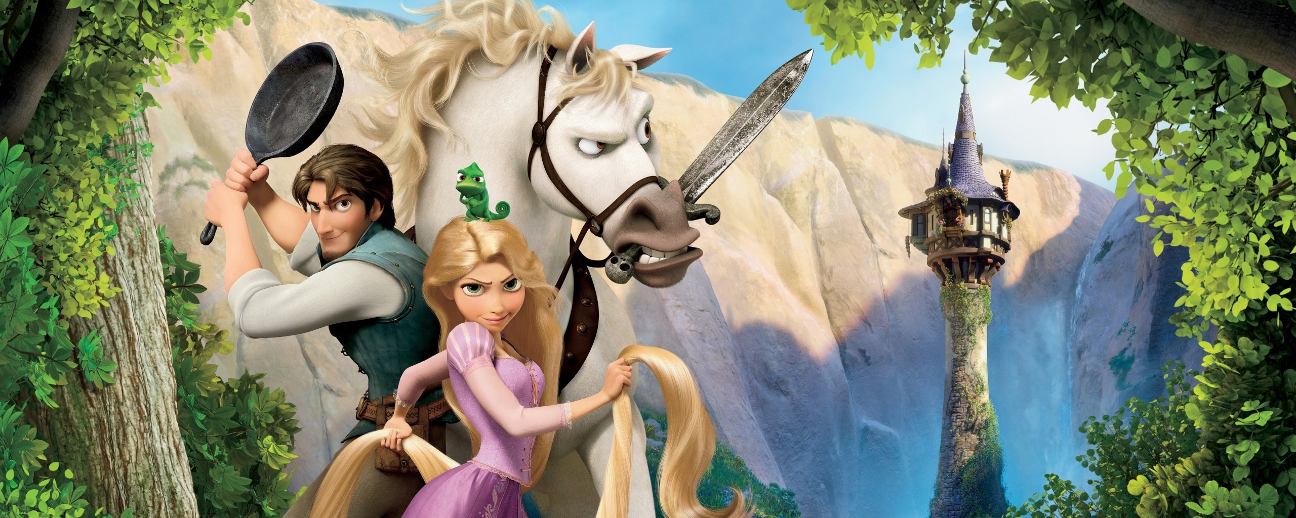 Рапунцель, Флин, Максимус и Паскаль обои
