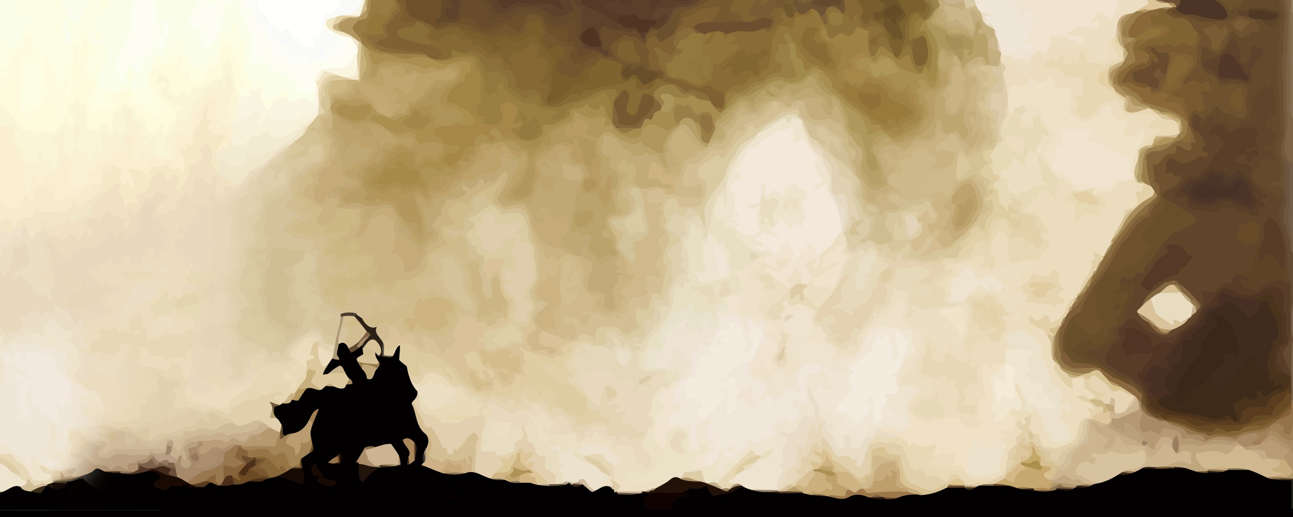 Всадник и огромный голем обои