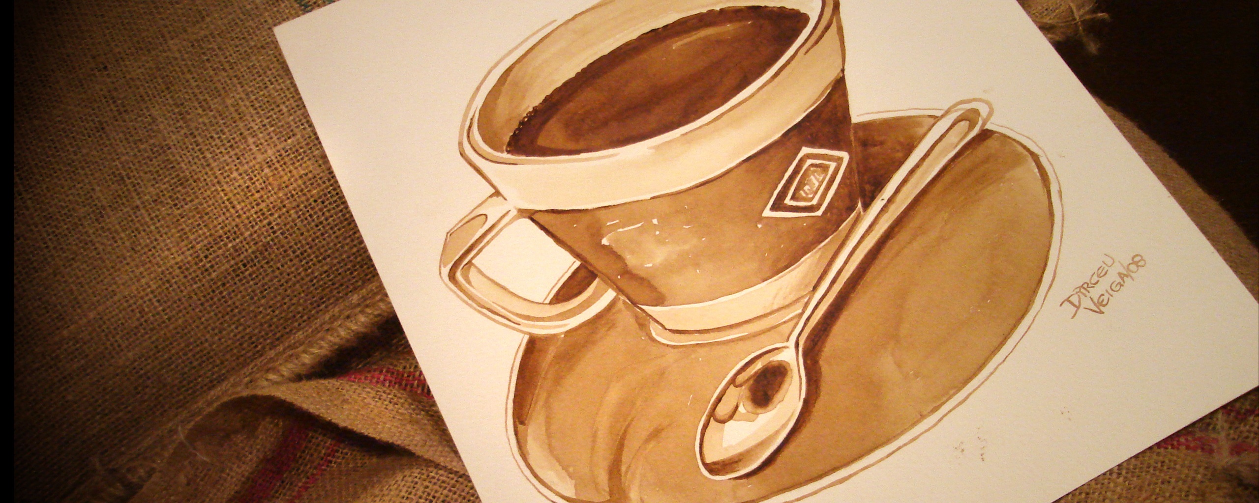 Нарисованная чашка кофе обои