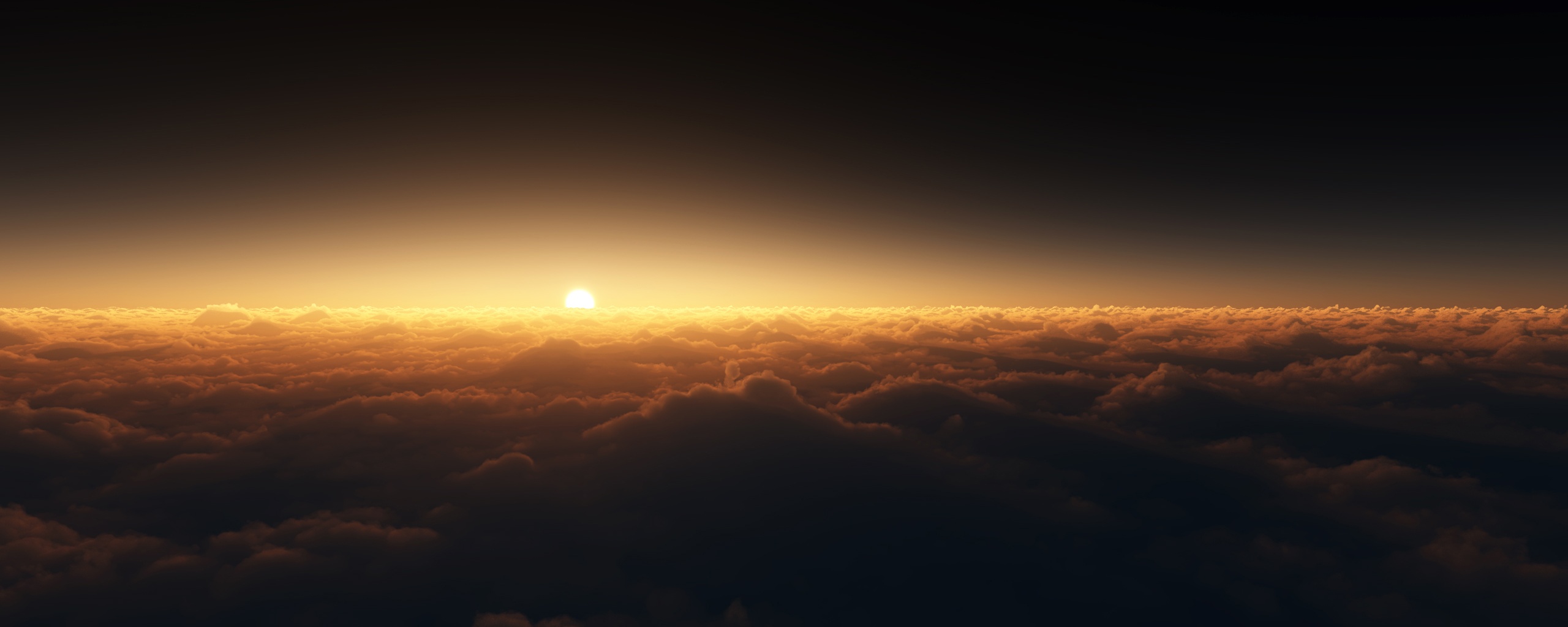 Закат над облаками обои