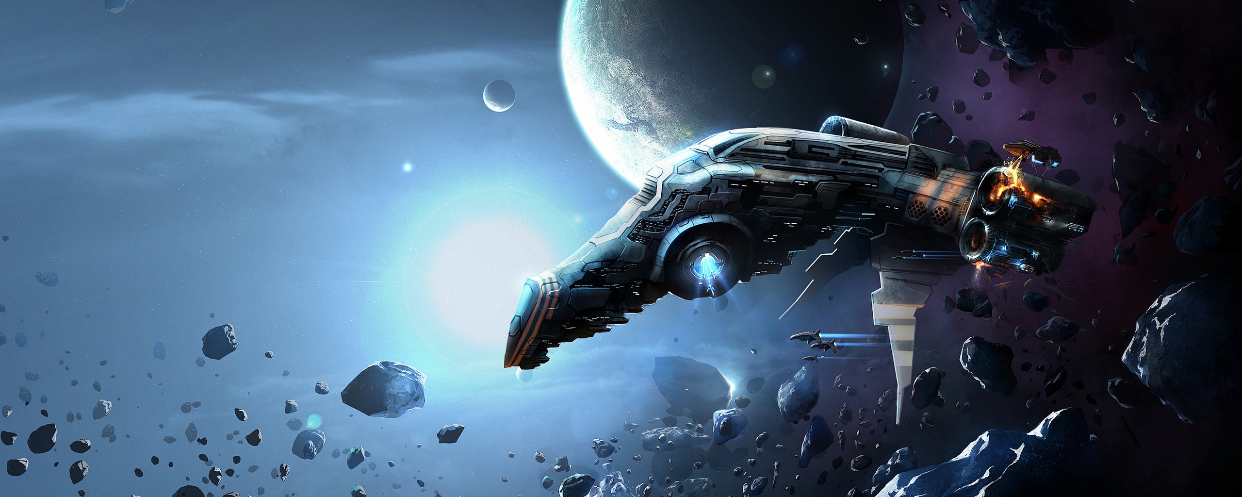 Полет в астероидах обои