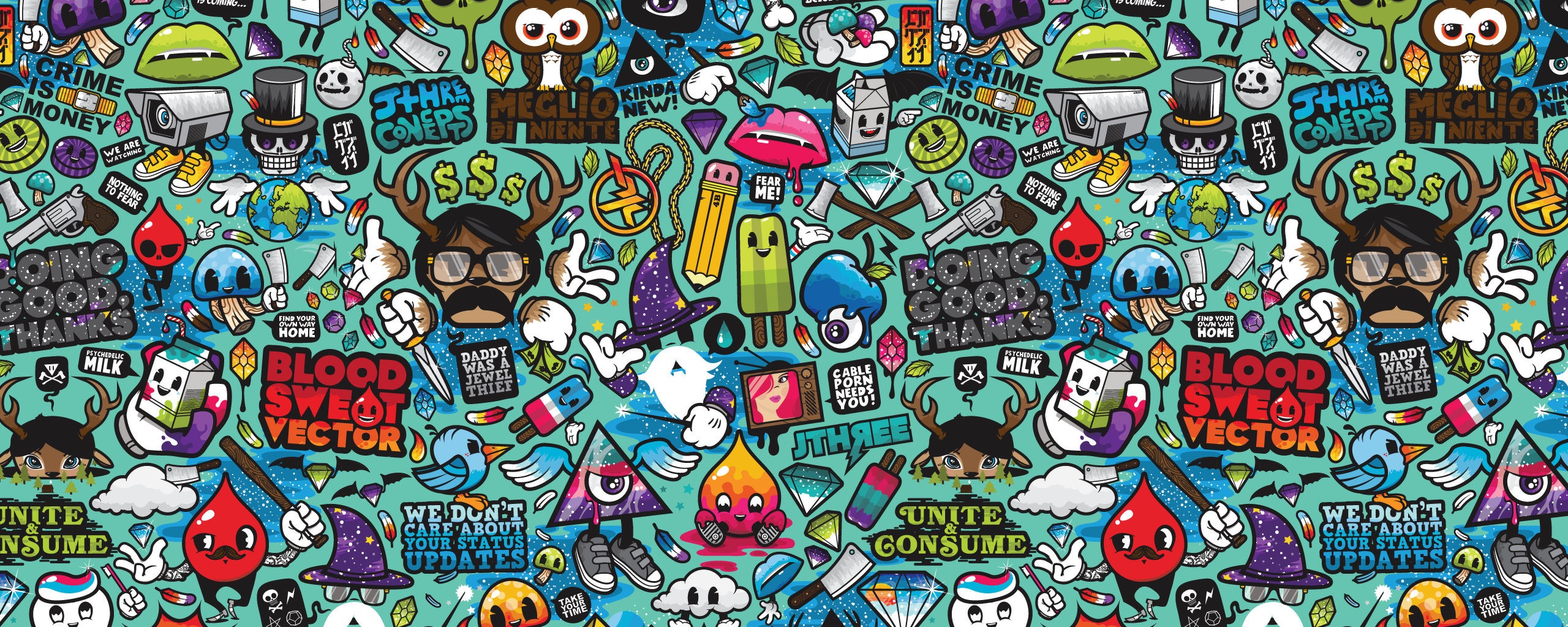 Коллаж из мультяшных картинок обои