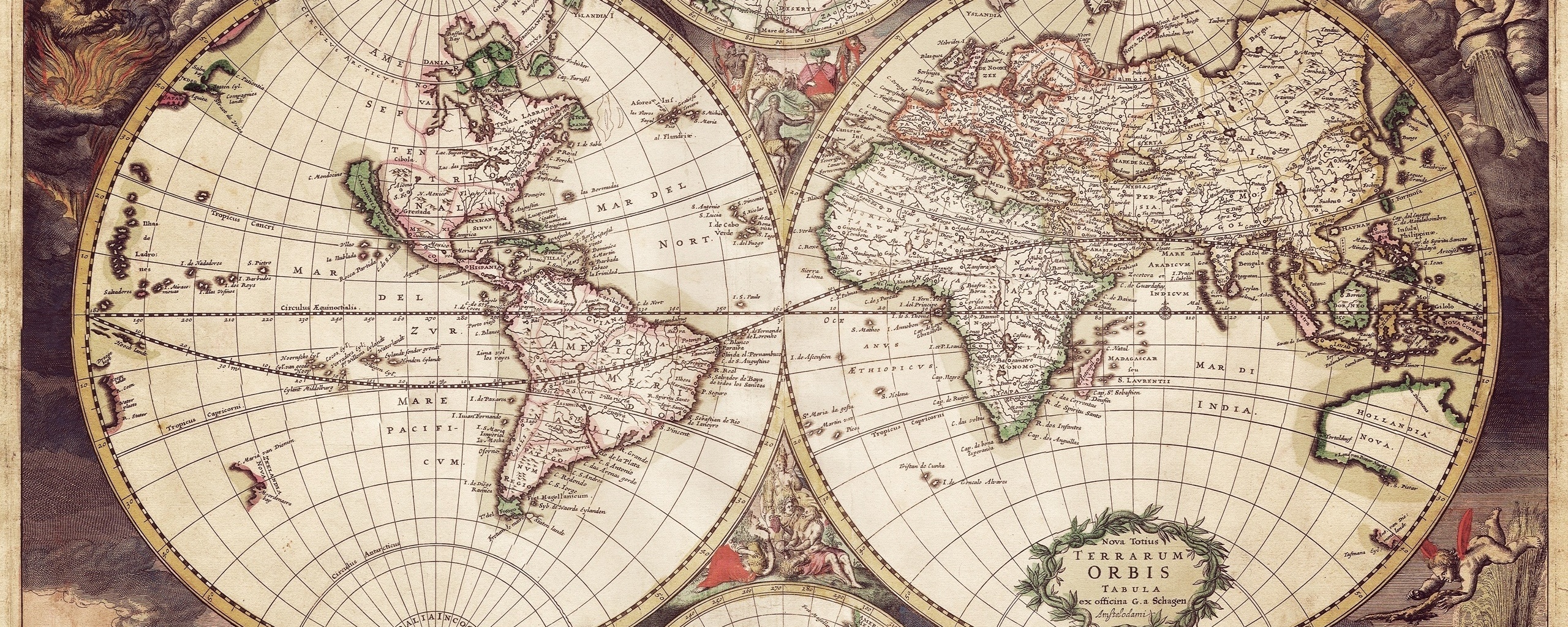 Старинная карта мира обои