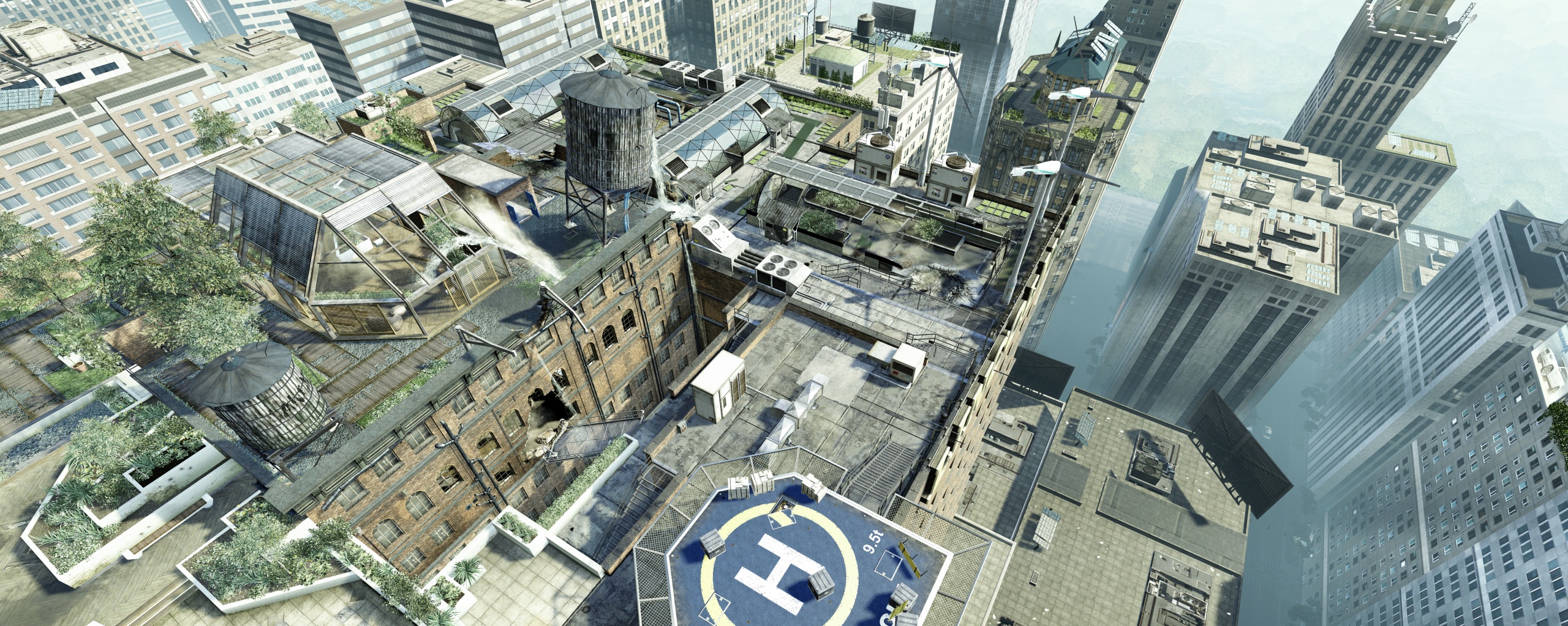 Вид сверху на карту уровня из Crysis 2 обои