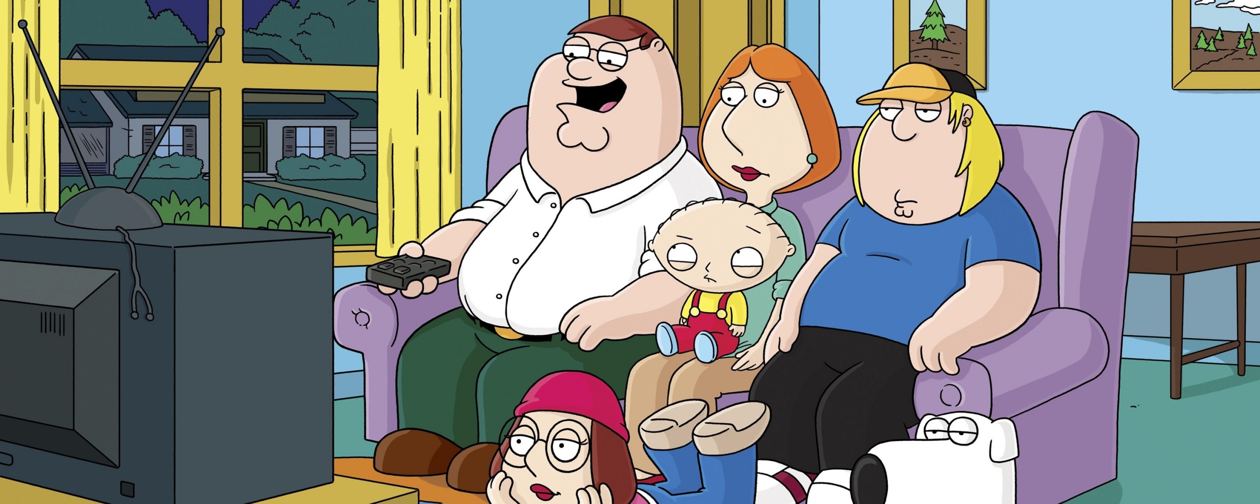 Гриффины всей семьей перед телевизором обои