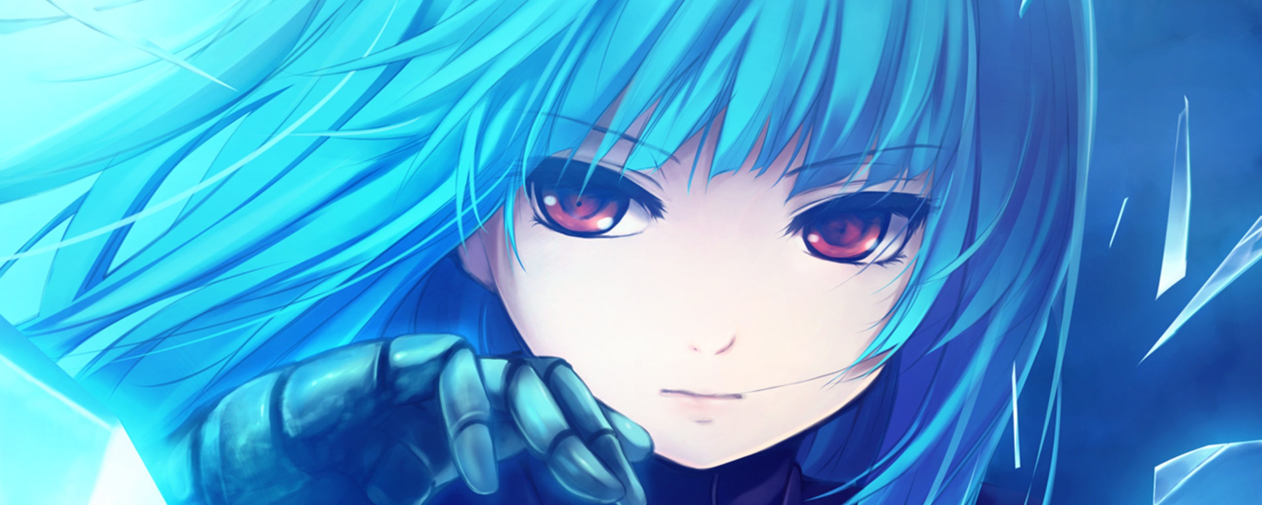 Аниме девушка с голубыми волосами обои