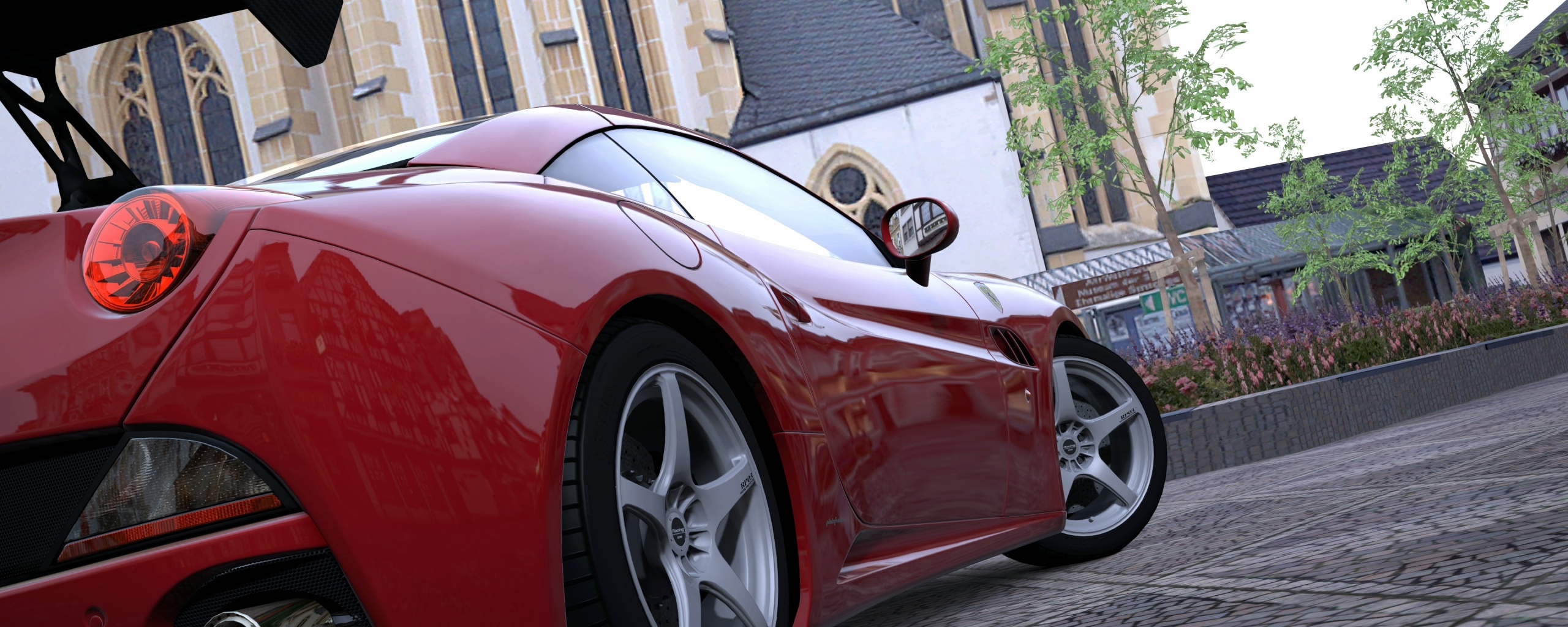 Ferrari на мостовой обои