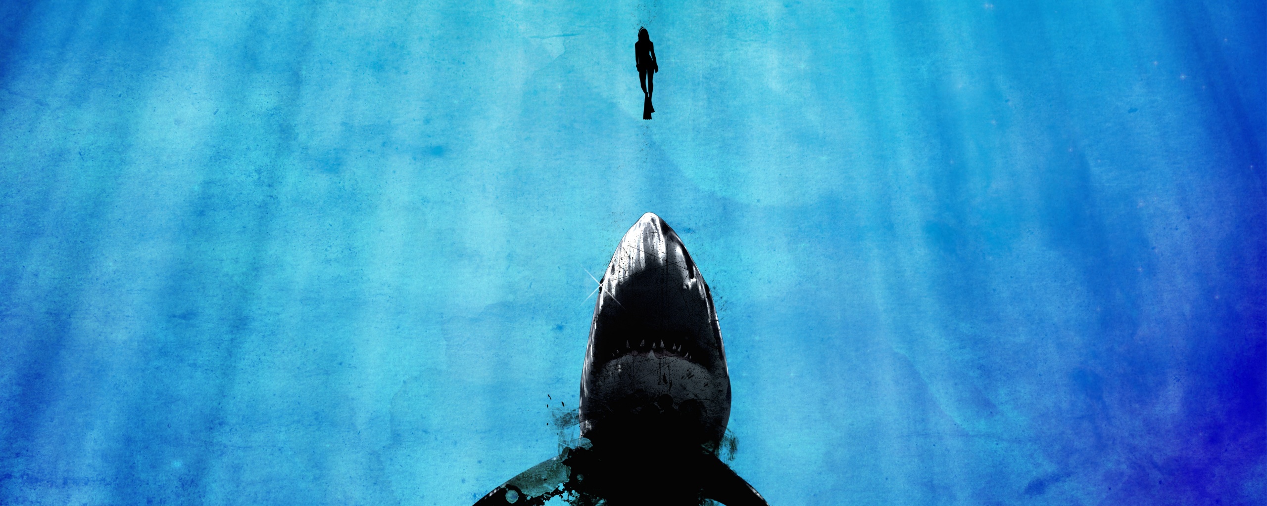 Акула гонится за человеком обои