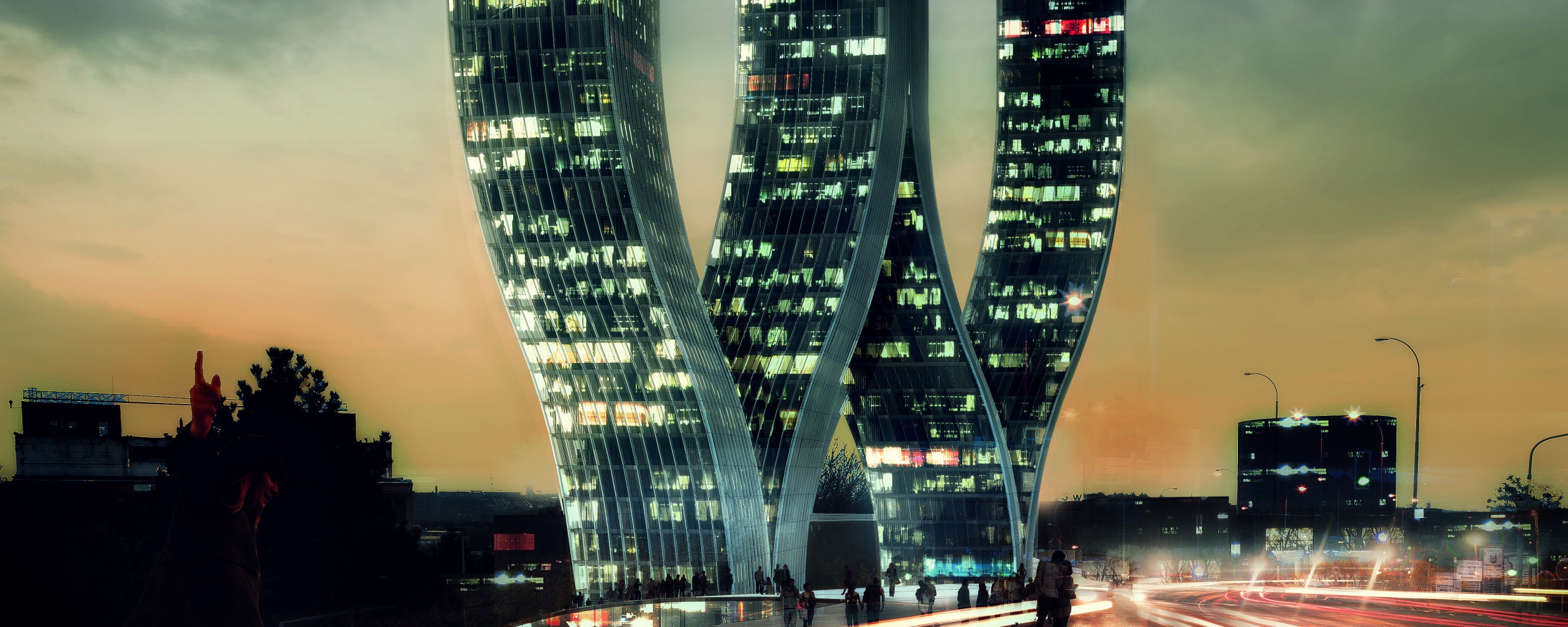 Здание в форме буквы W обои